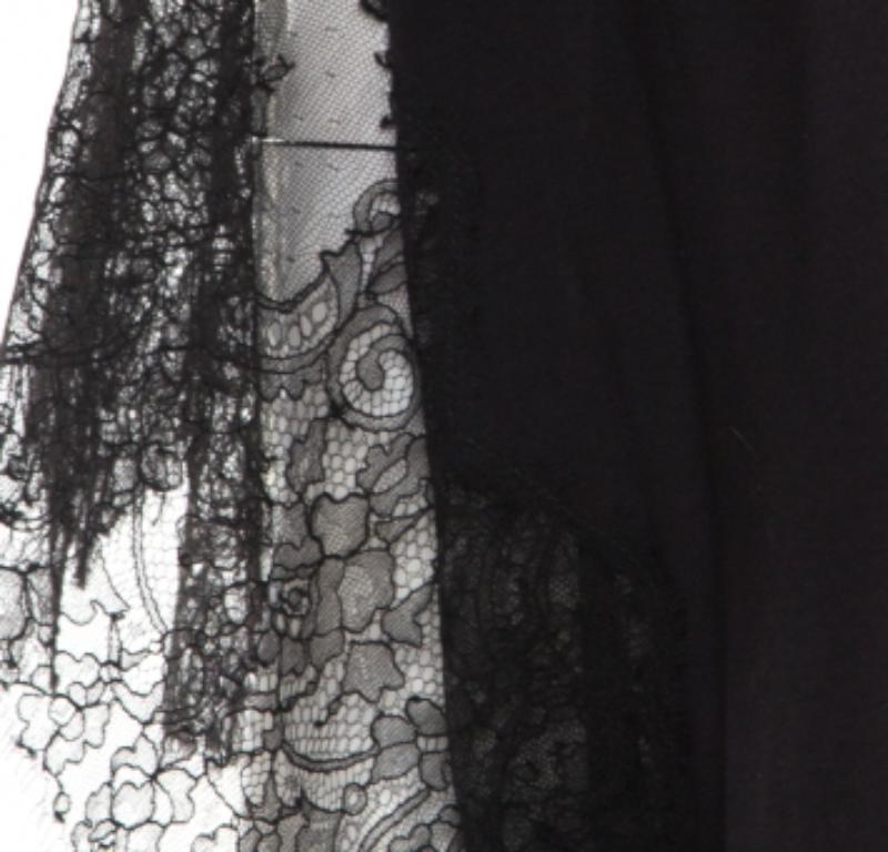 Donna Paul & Joe - Top nero in maglia melange con pannelli in pizzo e maniche a kimono oversize - S in vendita