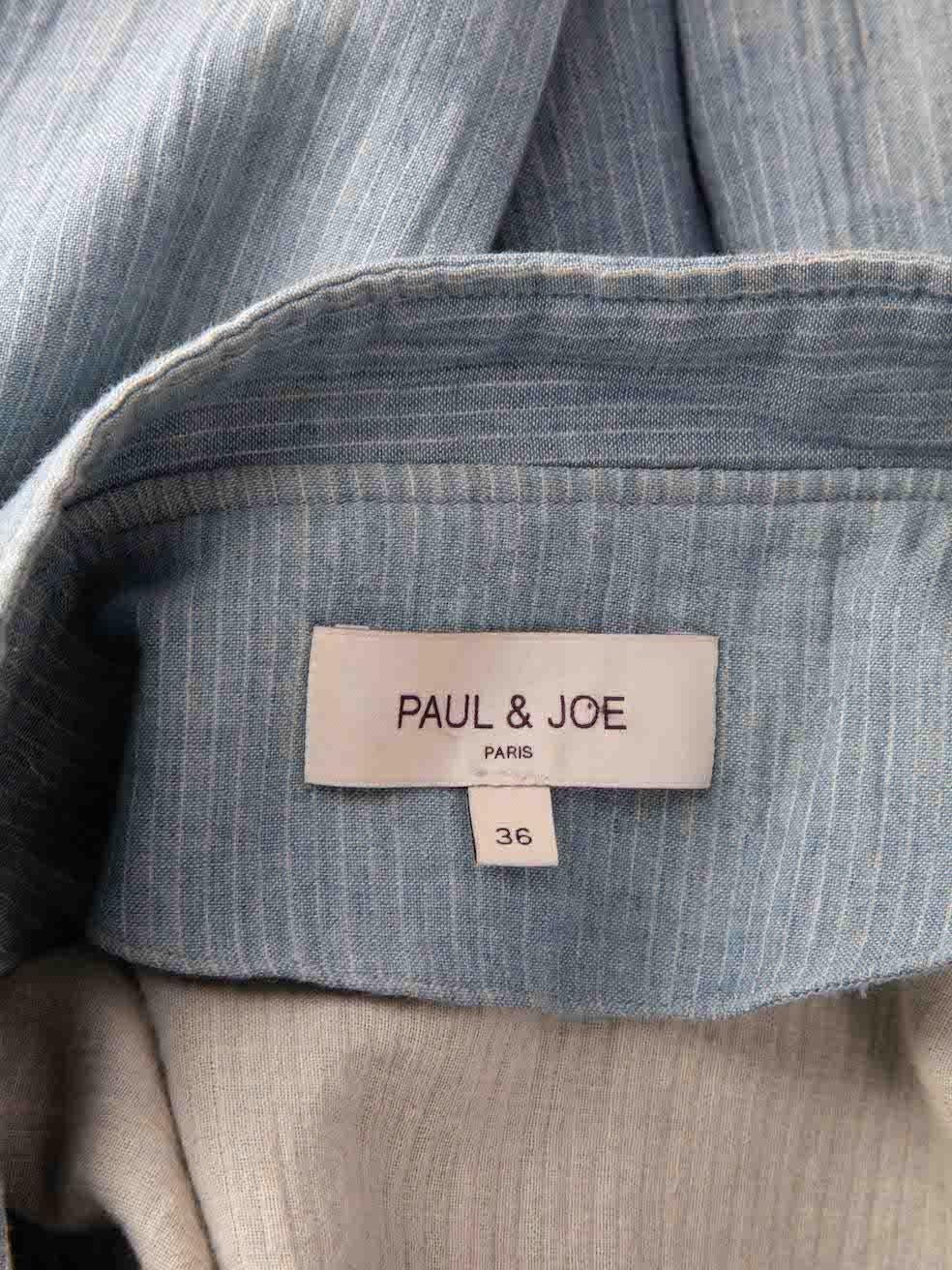 Paul & Joe Blue Cotton Striped Pattern Jacket & Trouser Set Size S In Excellent Condition For Sale In London, GB