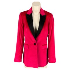 PAUL & JOE Size 6 Pink Black Cotton Velvet Peak Lapel Jacket