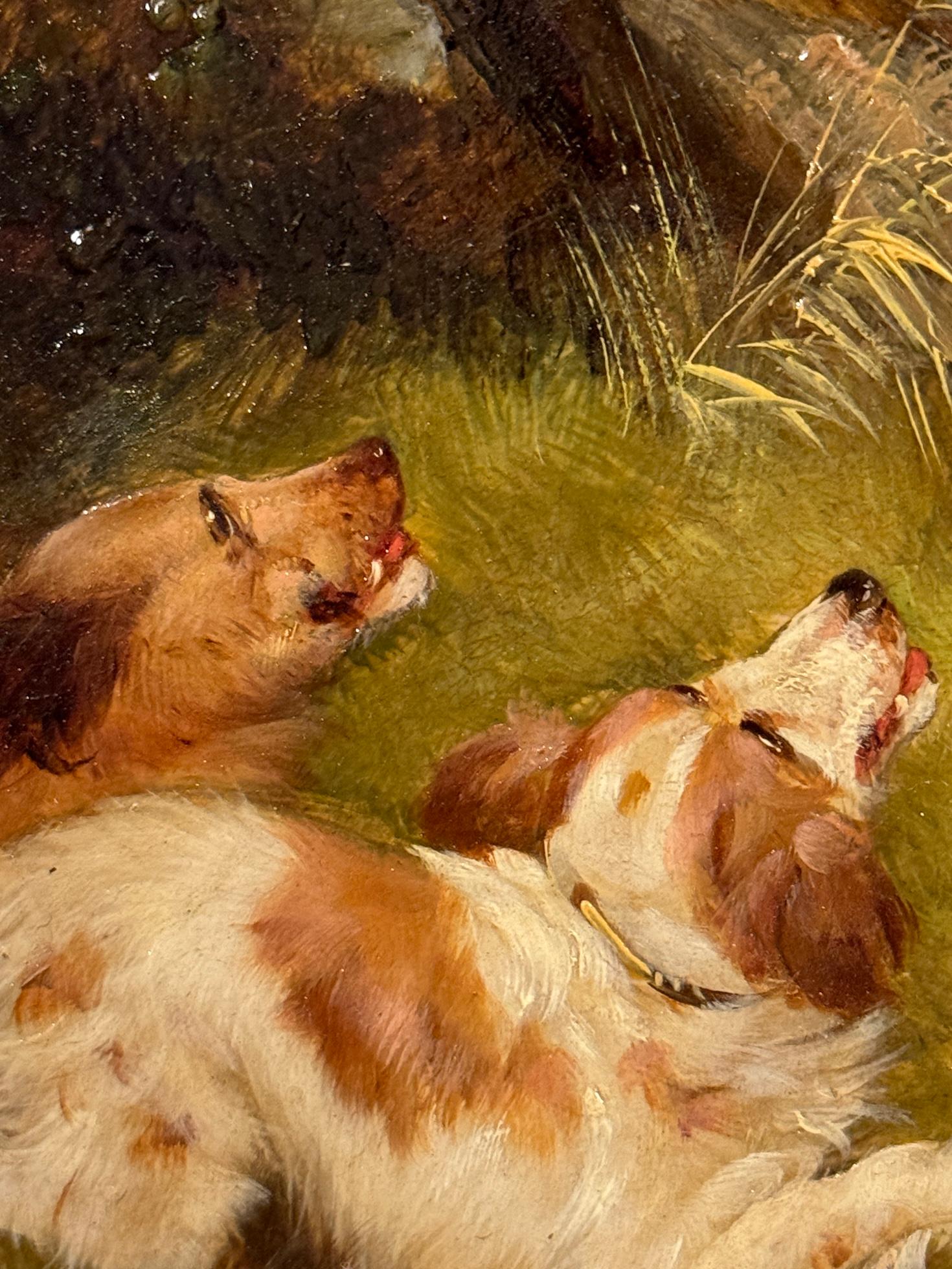 19th century English, Spaniels in a landscape chasing after a Pheasant 1