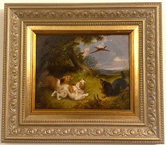 19th century English, Spaniels in a landscape chasing after a Pheasant