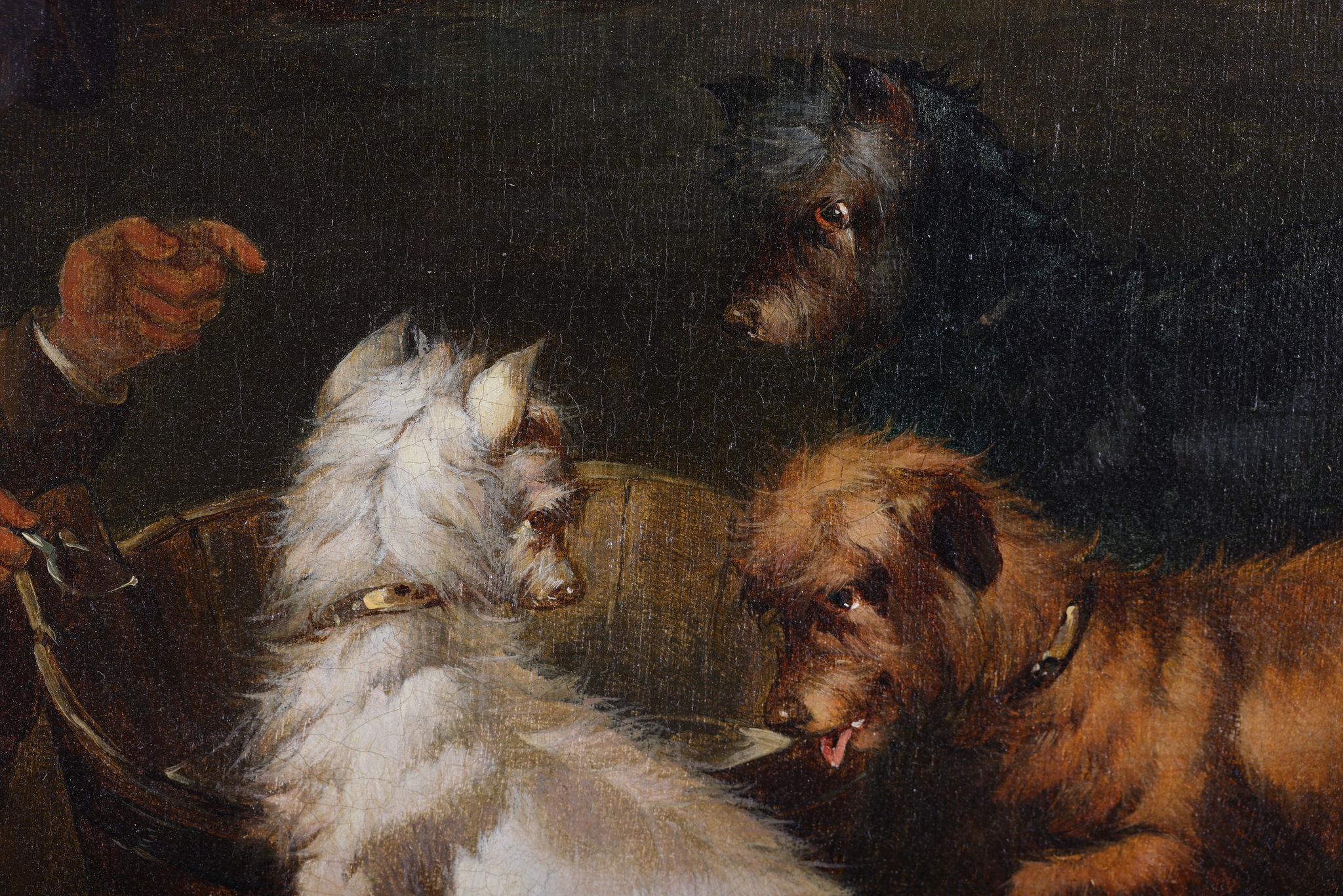 « 3 Terriers and a Gillie » et « 3 Spaniels and a Gillie », deux peintures à l'huile en vente 6