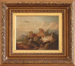 Three Spaniels and a Goose