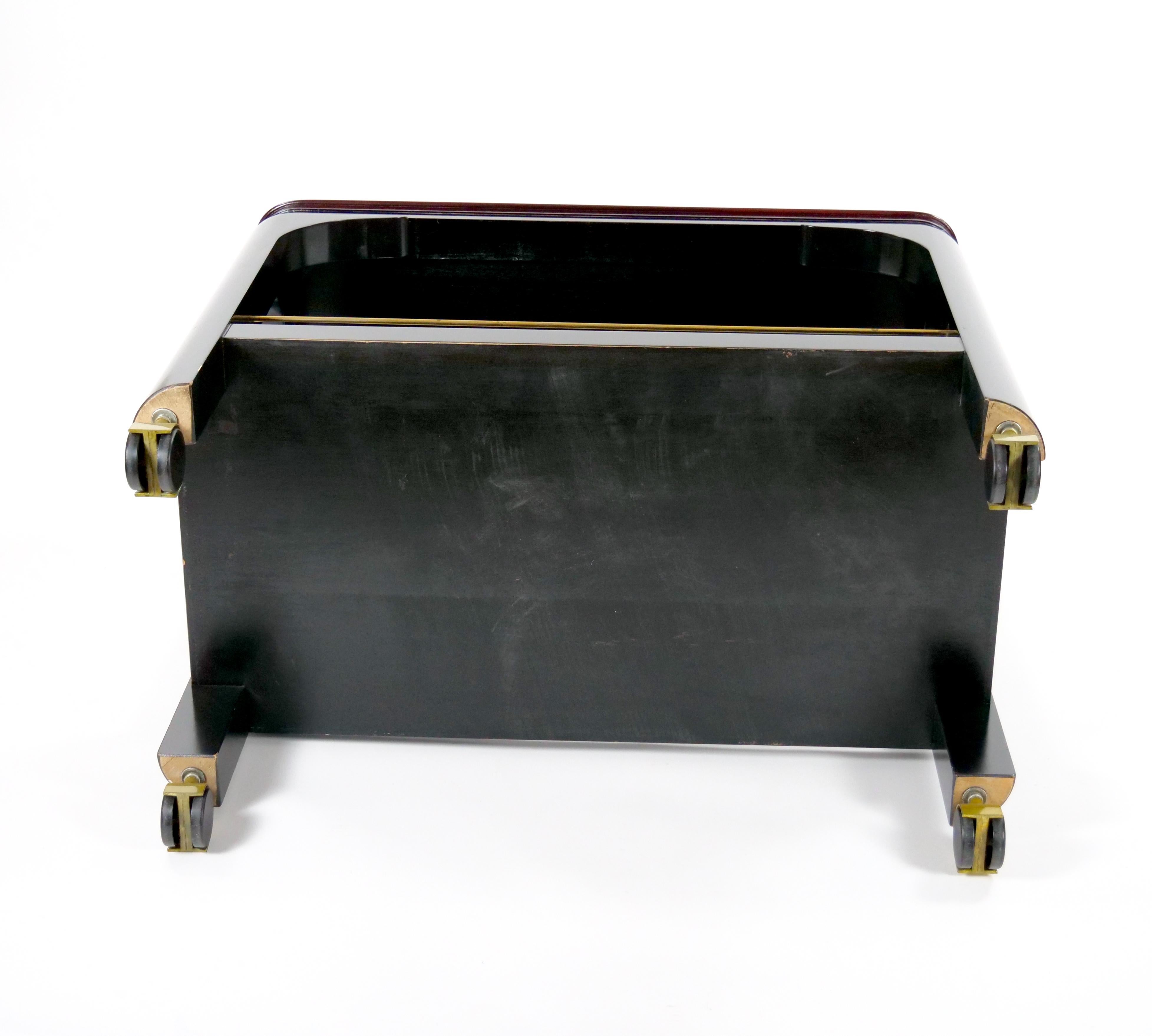  Paul Jones Black Brown lacquered Rolling Serving /Bar Cart, 1960s For Sale 3