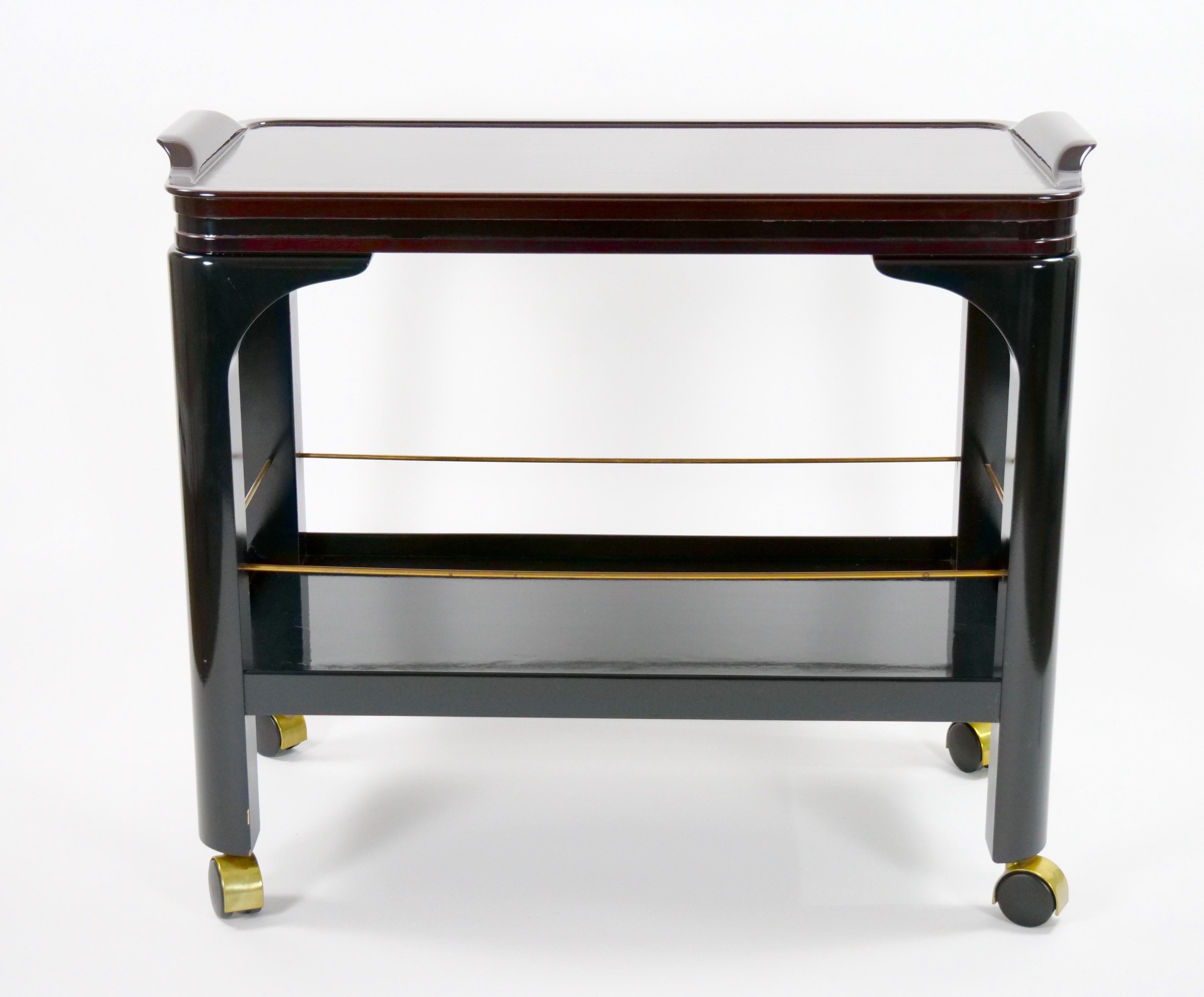  Paul Jones Black Brown lacquered Rolling Serving /Bar Cart, 1960s For Sale 4