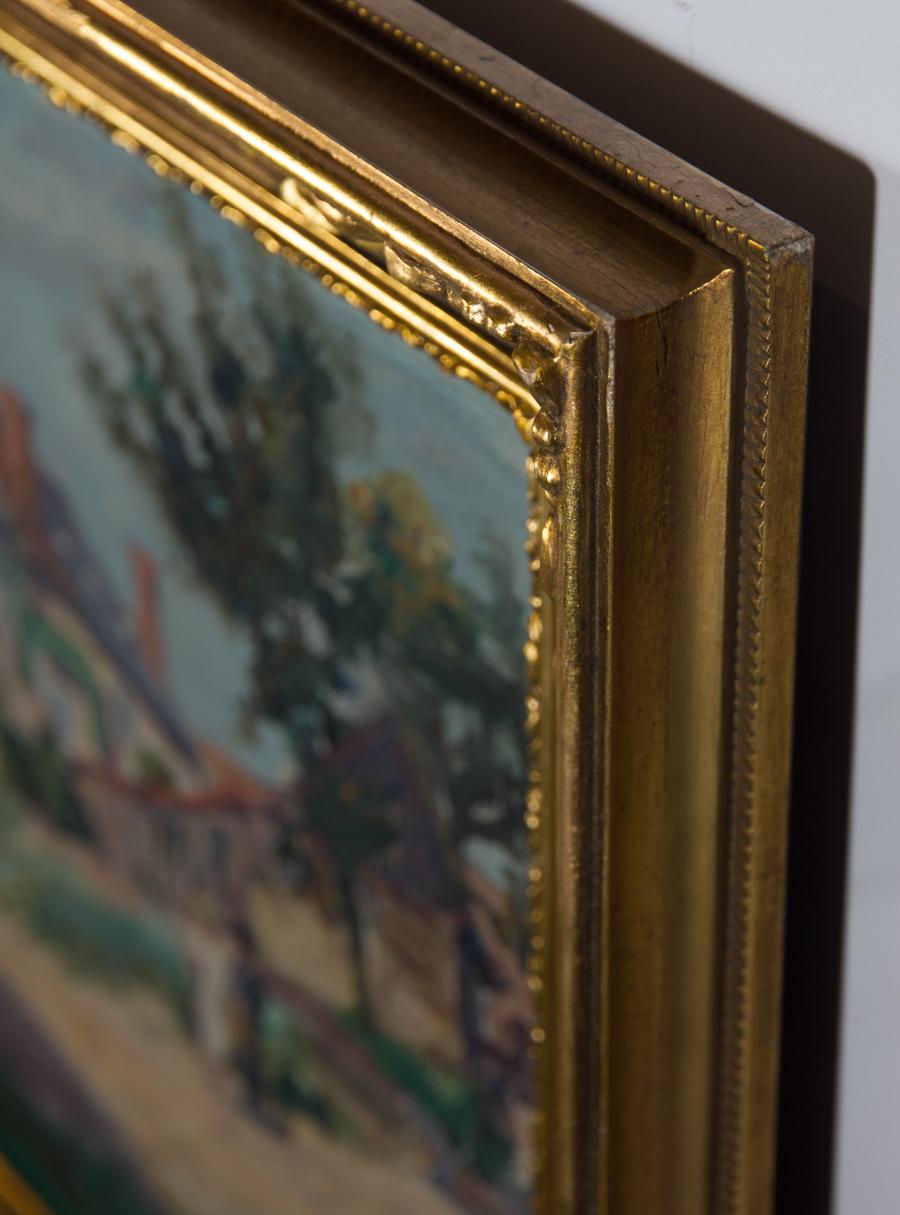 Un affascinante ed espressivo dipinto a olio dei primi del Novecento dell'artista Joseph Paul Barian, che raffigura uno studio di un cottage di campagna. Le delicate pennellate e l'attenzione ai dettagli ritraggono delicatamente questa scena di