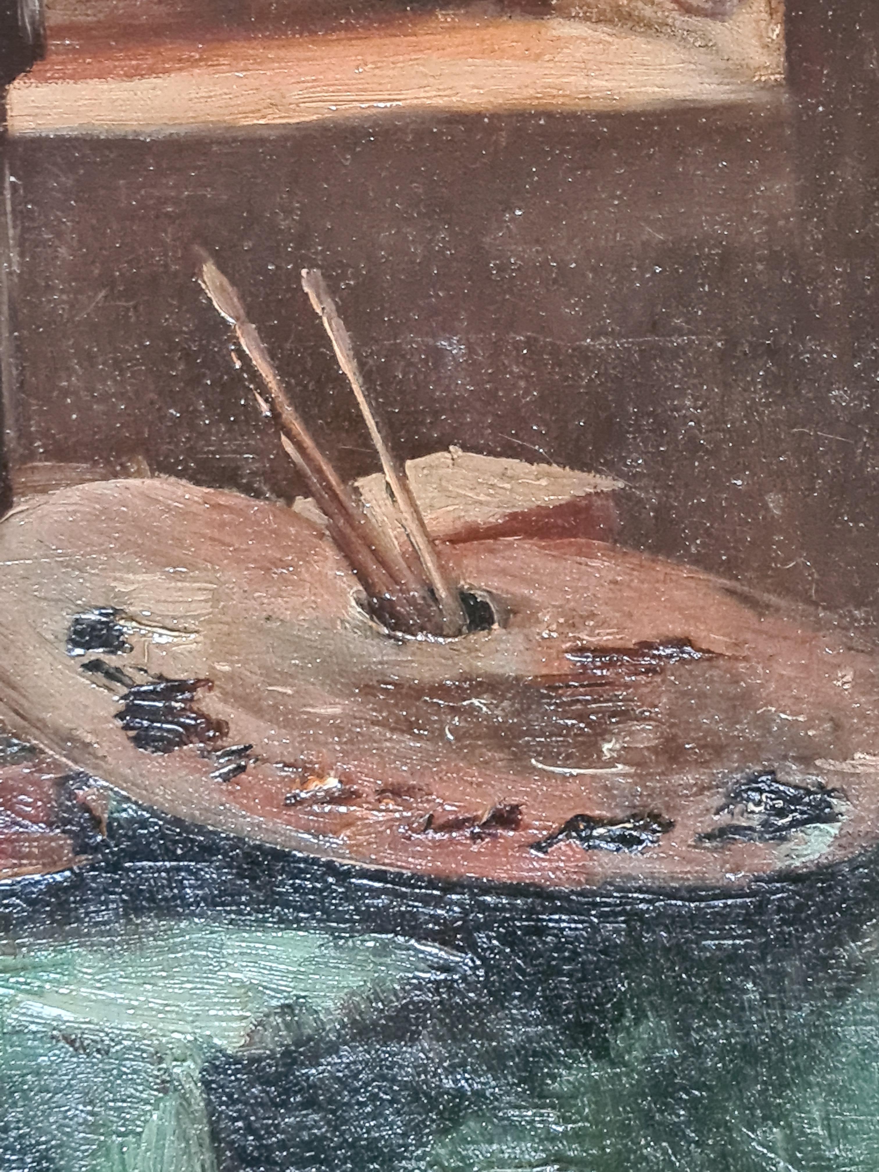 Vista interna, Atelier dell'artista, Fine del XIX secolo, Olio su tela in vendita 5