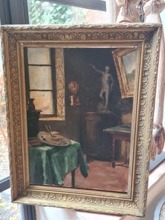 Interior View, The Artist's Atelier, Late 19th Century, Oil on Canvas