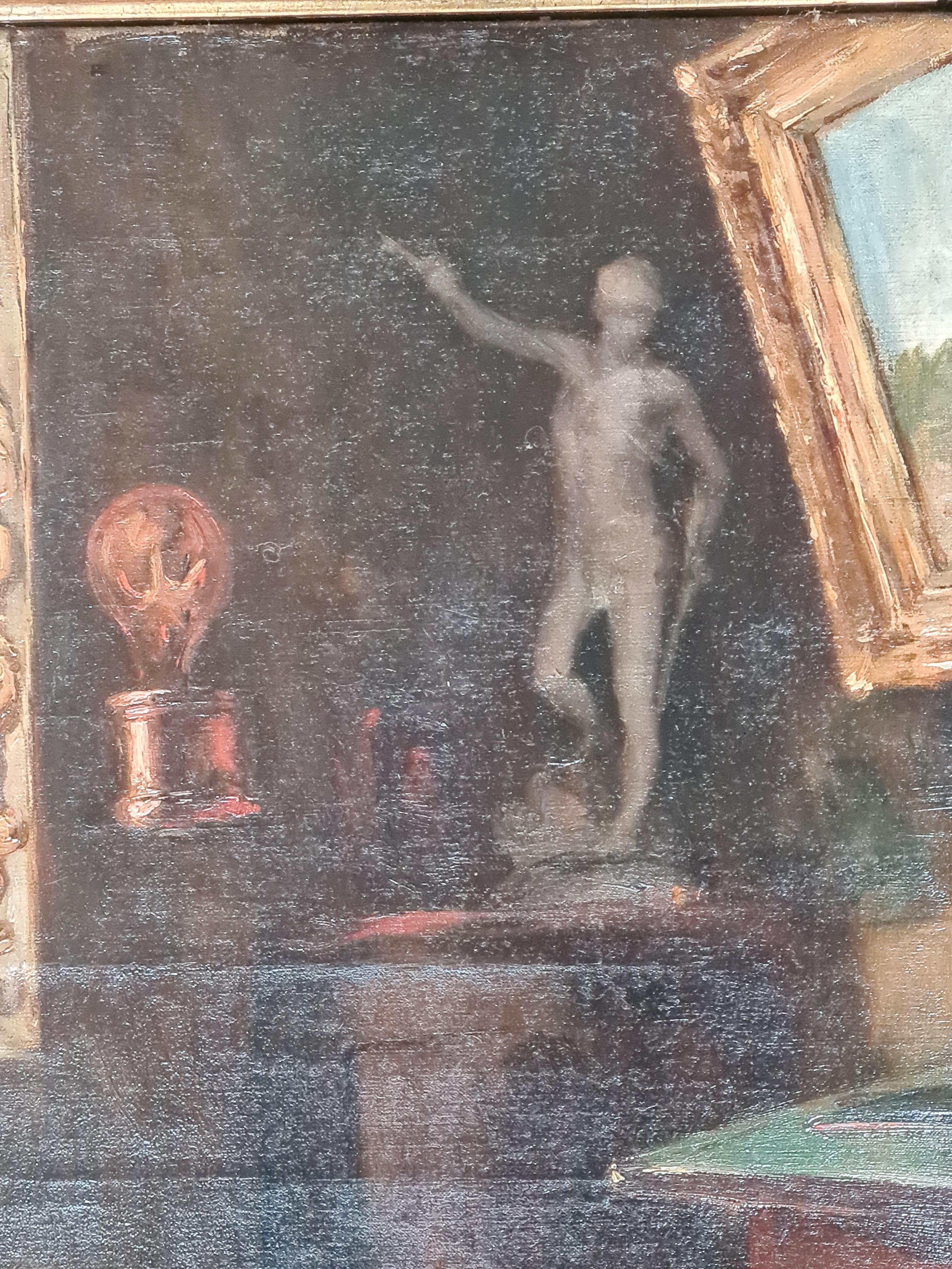 Vista interna, Atelier dell'artista, Fine del XIX secolo, Olio su tela in vendita 1