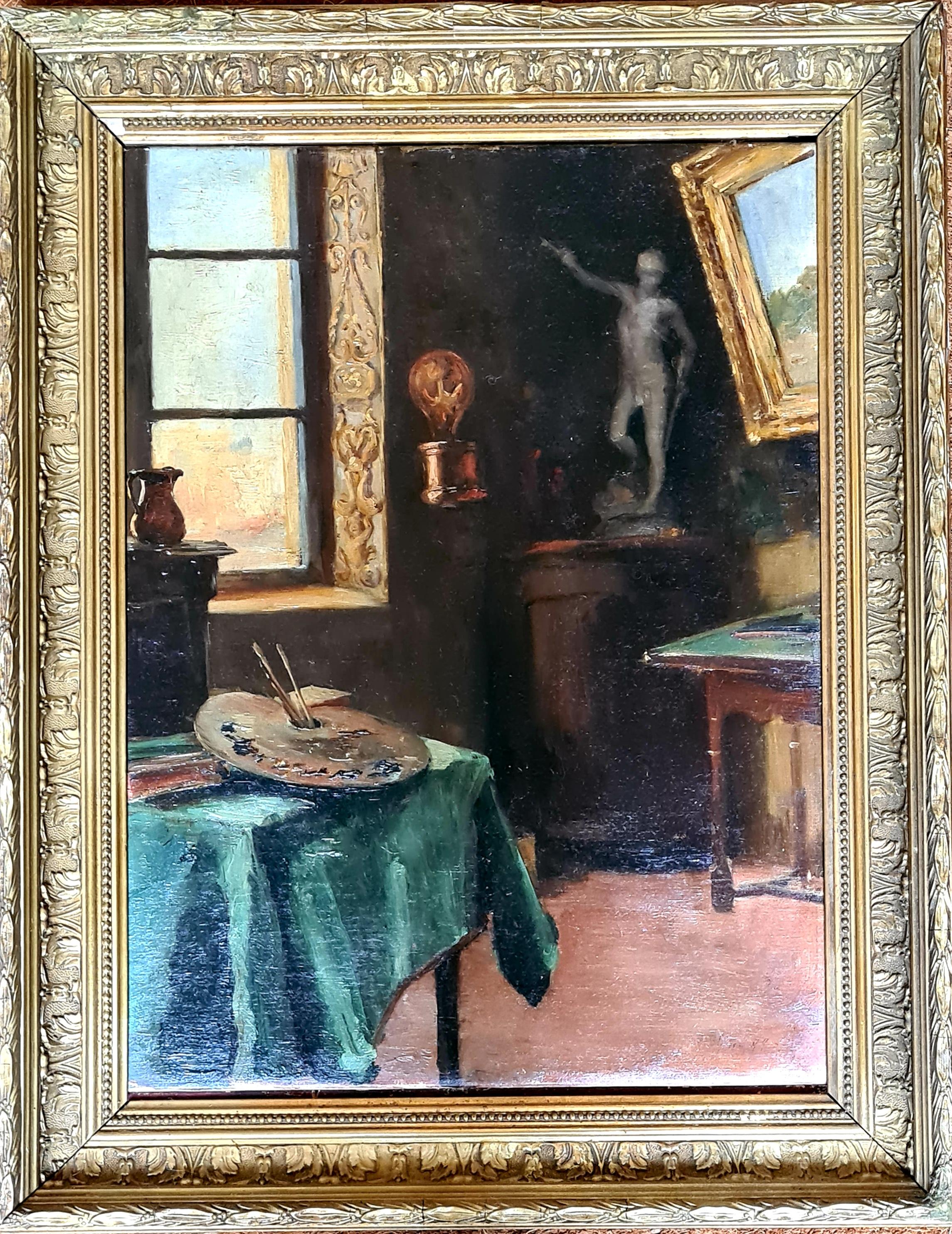 Vista interna, Atelier dell'artista, Fine del XIX secolo, Olio su tela