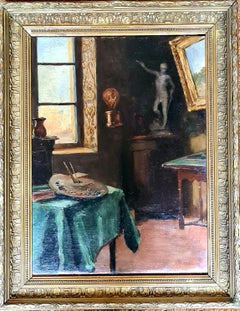 Vista interna, Atelier dell'artista, Fine del XIX secolo, Olio su tela