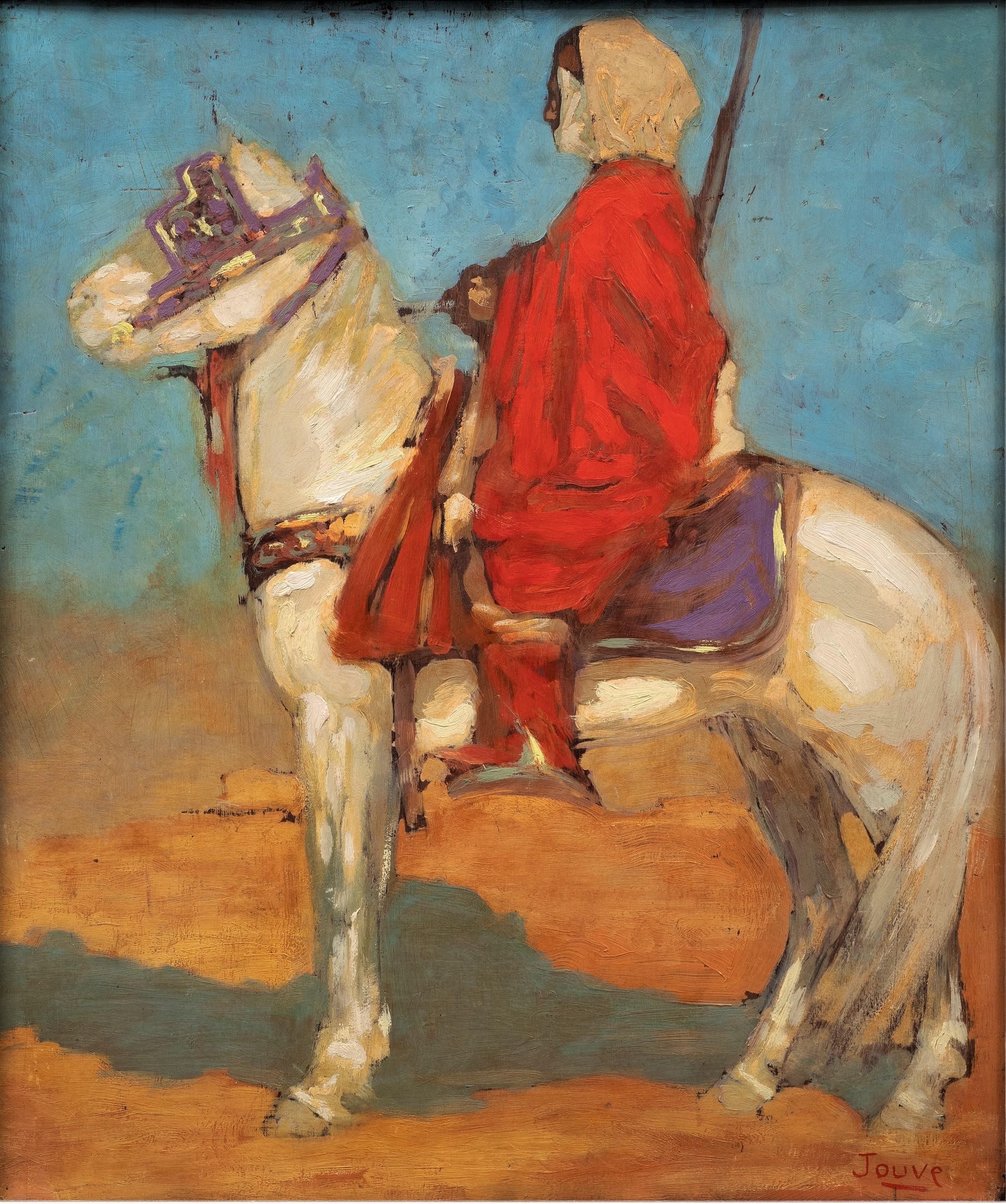 Orientalisches Gemälde, Tuareg-Pferd im Wüsten, 1908, von Paul Jouve – Painting von Pierre-Paul Jouve