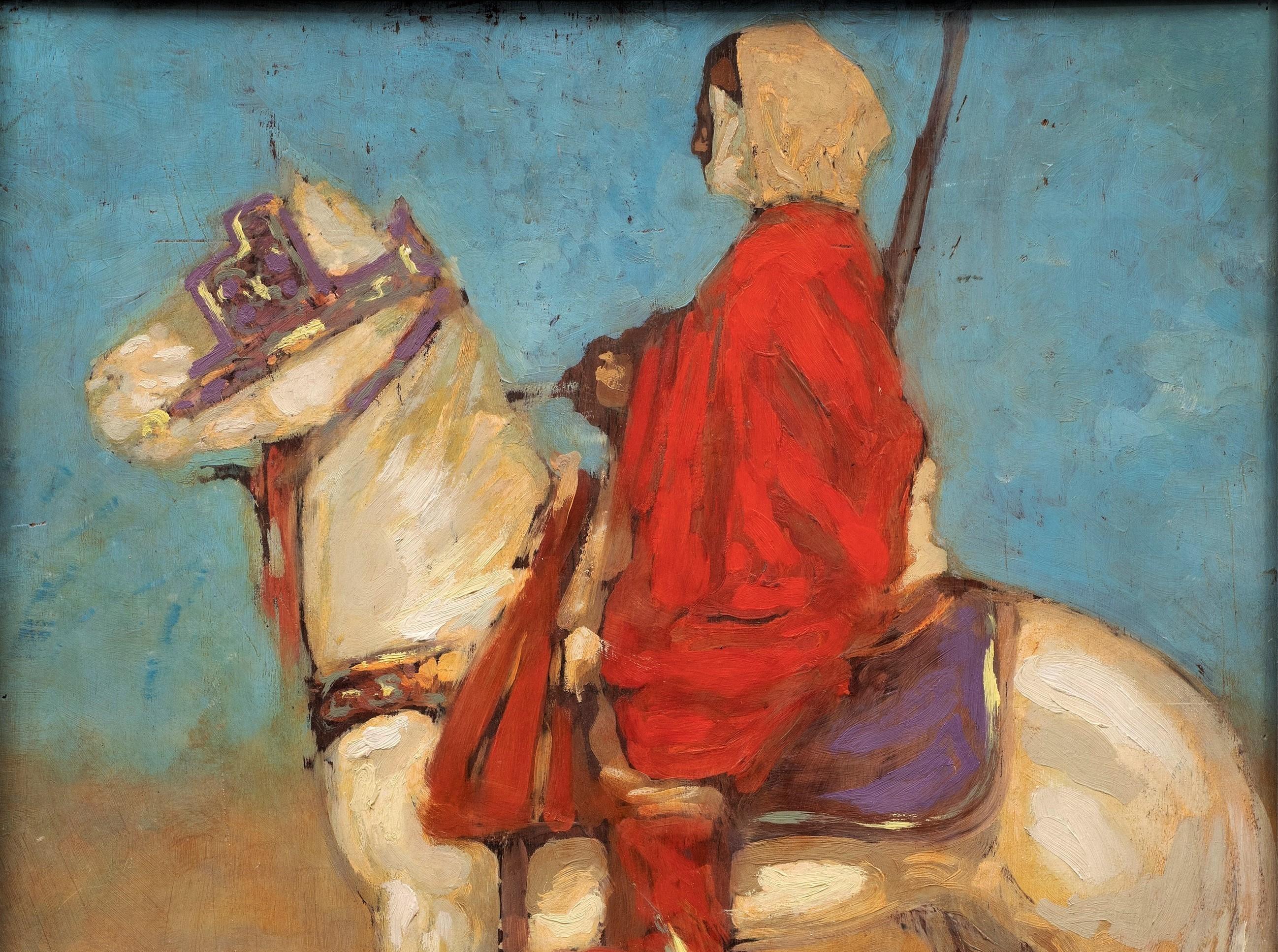 Orientalisches Gemälde, Tuareg-Pferd im Wüsten, 1908, von Paul Jouve (Art déco), Painting, von Pierre-Paul Jouve