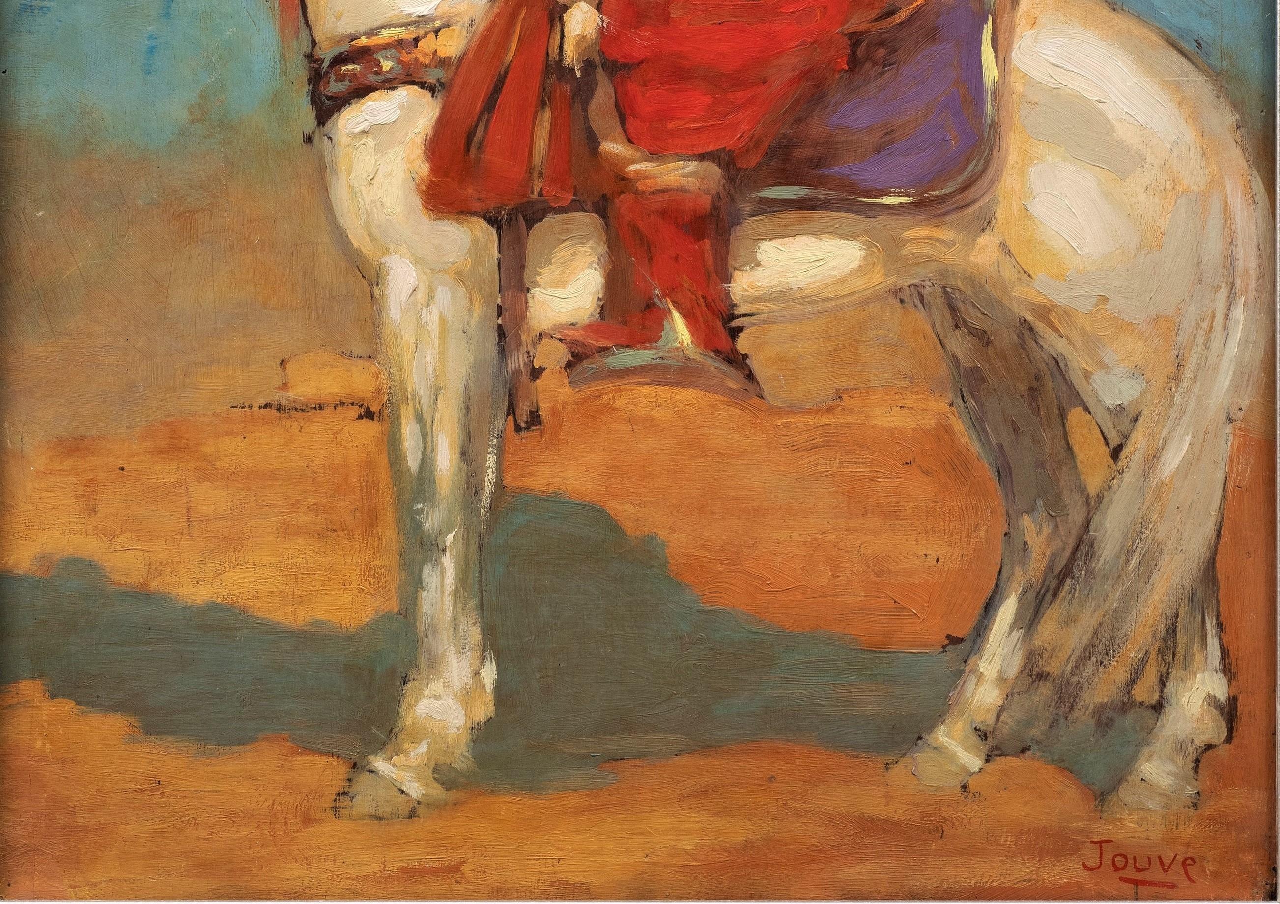 Tuareg-Reiter in der Wüste, 1908
Paul Jouve (1878-1973)
Öl auf Platte, rechts unten signiert.
27 ½ × 24 Zoll (21 ¾ × 17 1/2 Rahmen) Zoll

Das Werk von Paul Jouve wird seit über 100 Jahren gefeiert und gesammelt. Sein Talent war so ausgeprägt, dass