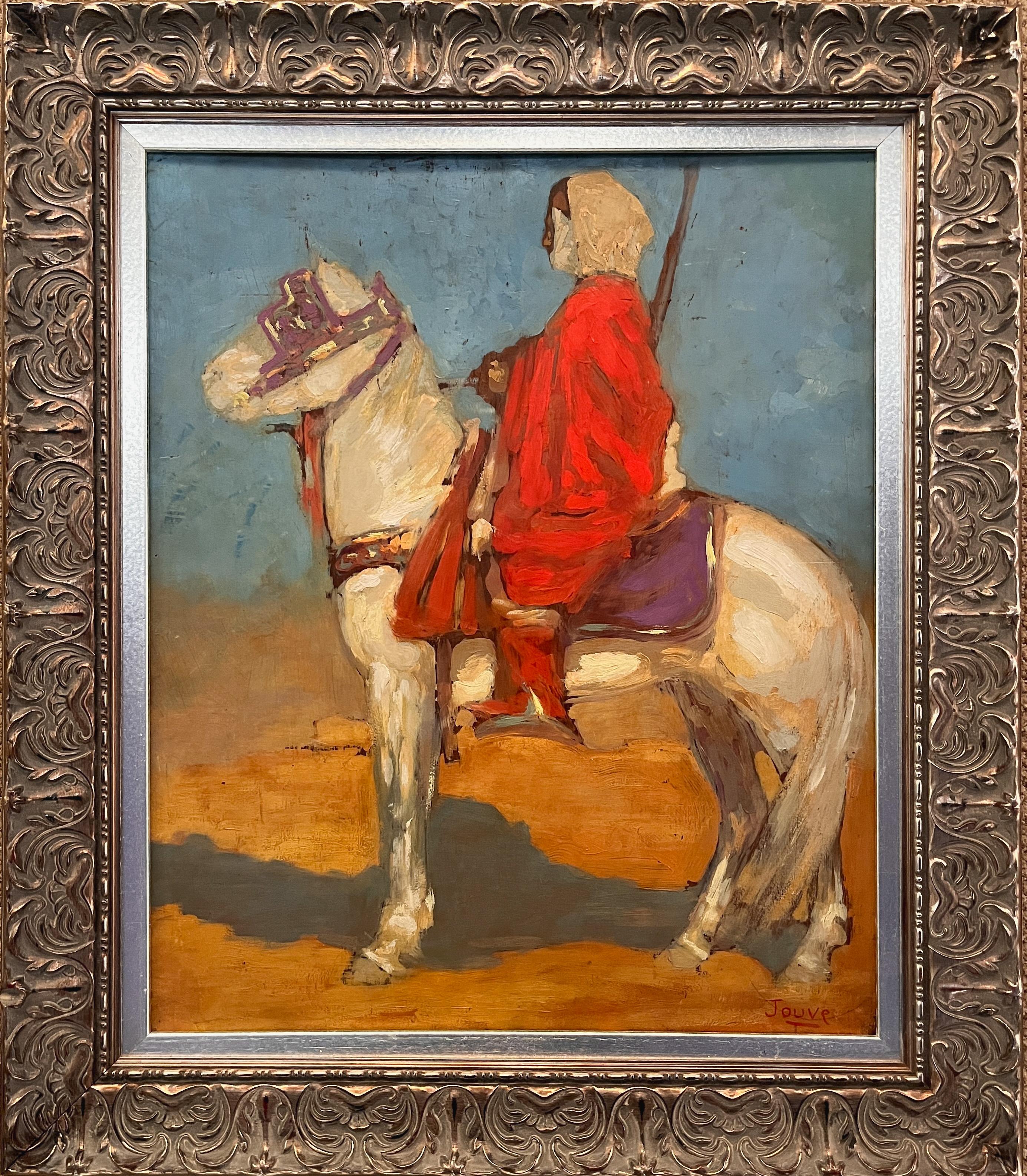 Pierre-Paul Jouve Landscape Painting - Orientalist Painting Tuareg Horse Rider in the Desert, 1908 by Paul Jouve