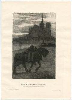 "Cheval de halage devant Notre-Dame" original lithograph