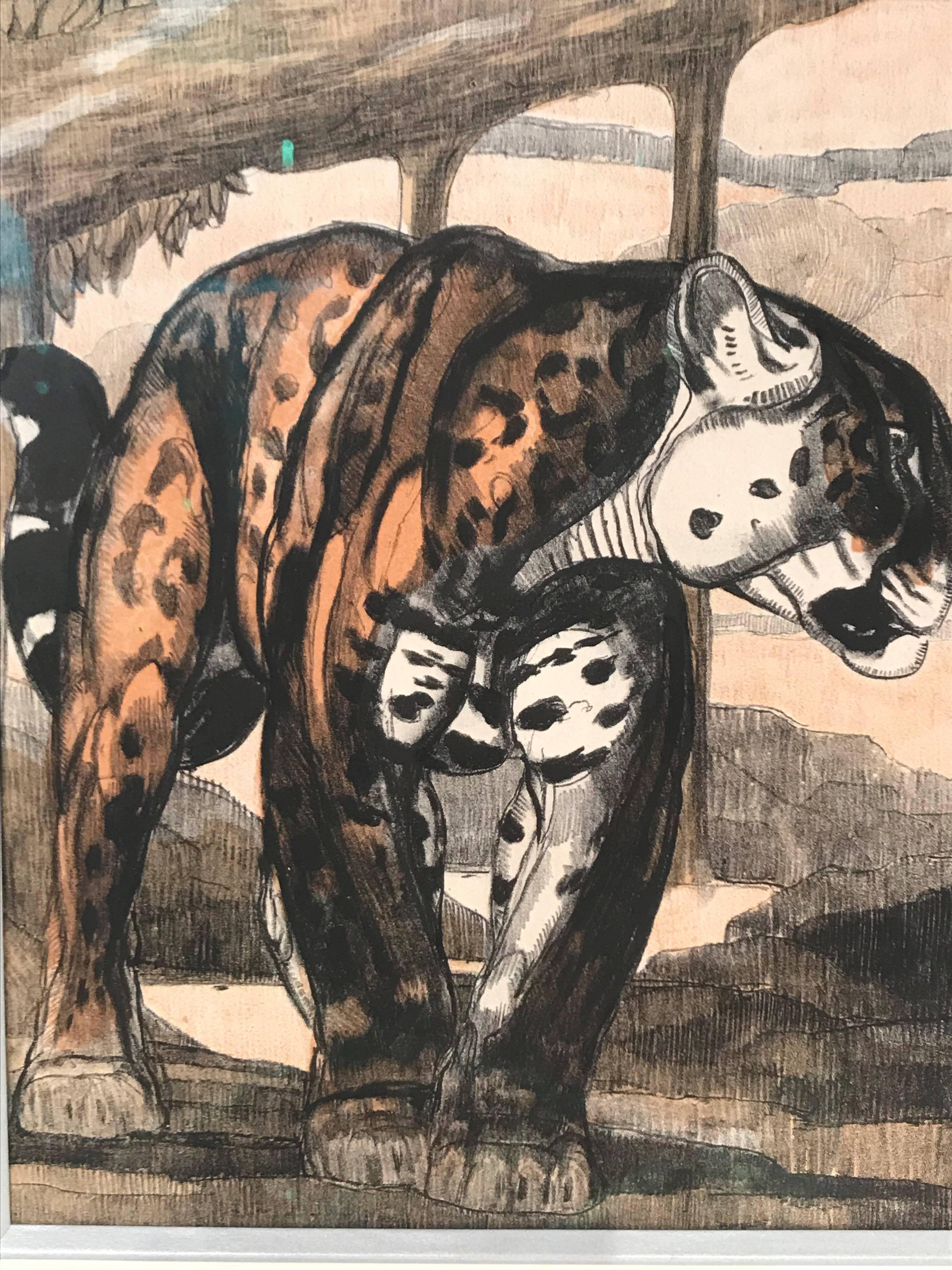 Pierre-Paul Jouve Animal Print - Gravure Panthere 1