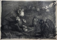 Monkey Business : The Judgment of Paris - Original lithograph, 1897