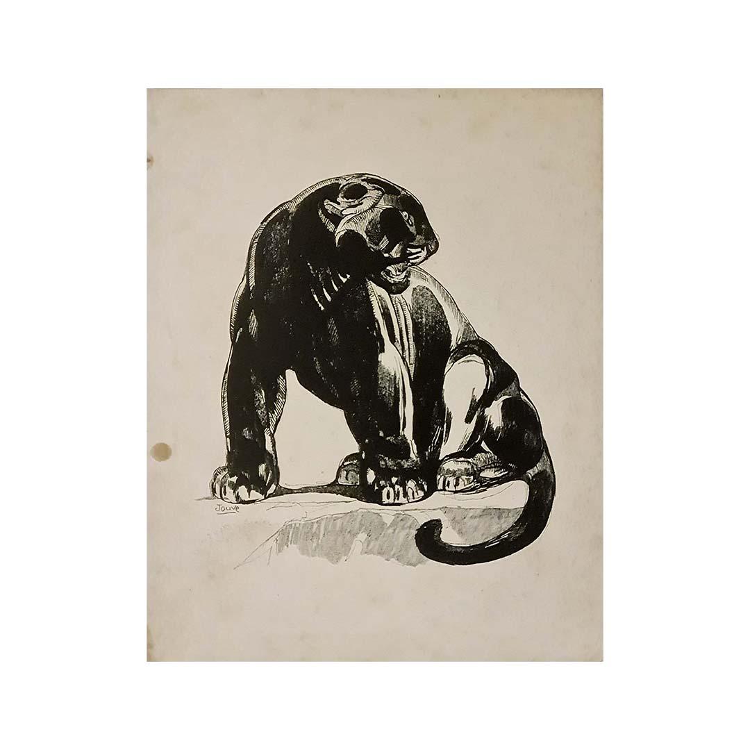 Paul Jouve's 1947 La Panthère Noire is a striking original lithograph, part of the collection created for Le Livre de Plantin. Known for his vivid portrayals of animals, Jouve’s fascination with exotic wildlife shines in this piece. The lithograph