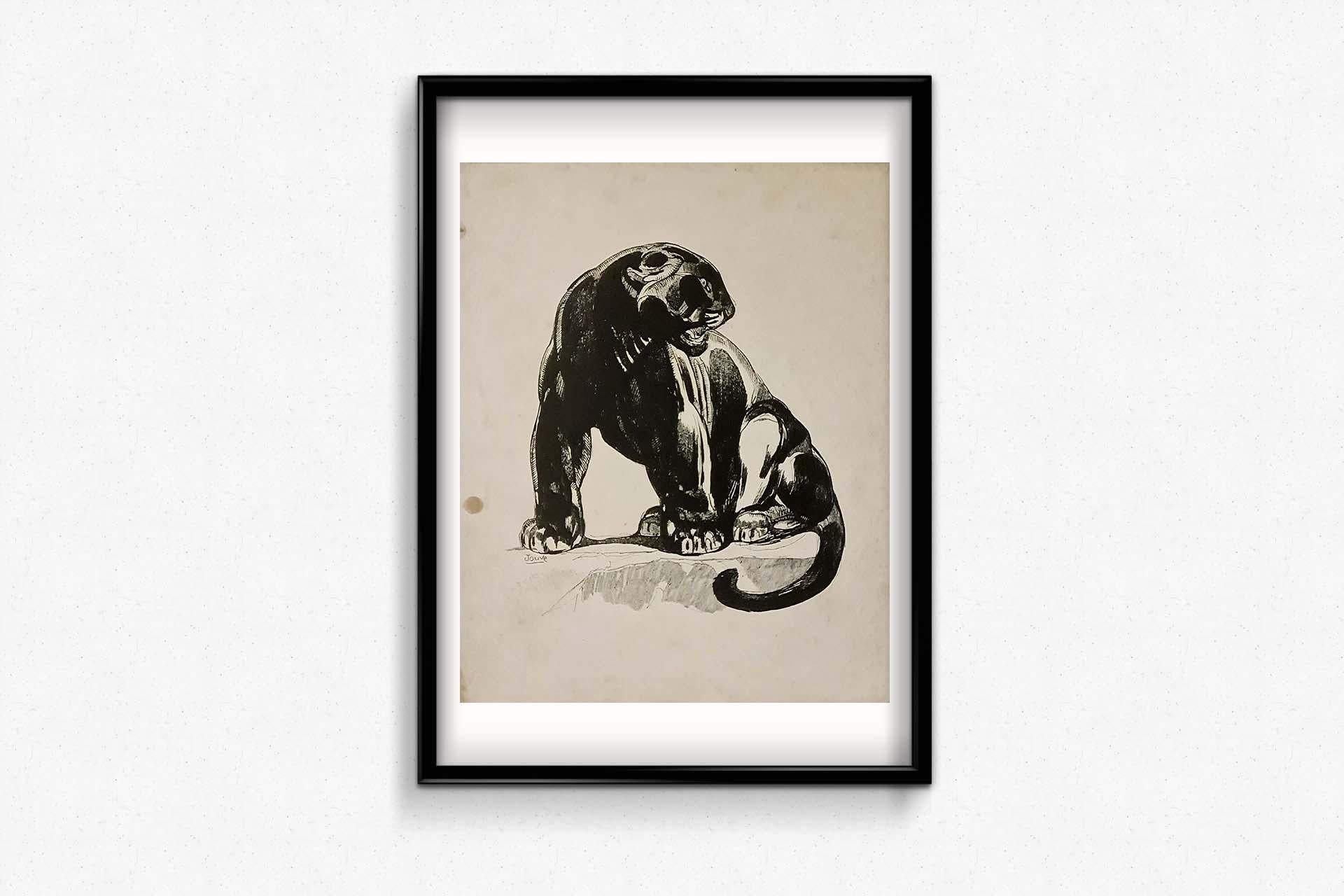 Paul Jouve's 1947 La Panthère Noire is a striking original lithograph 1