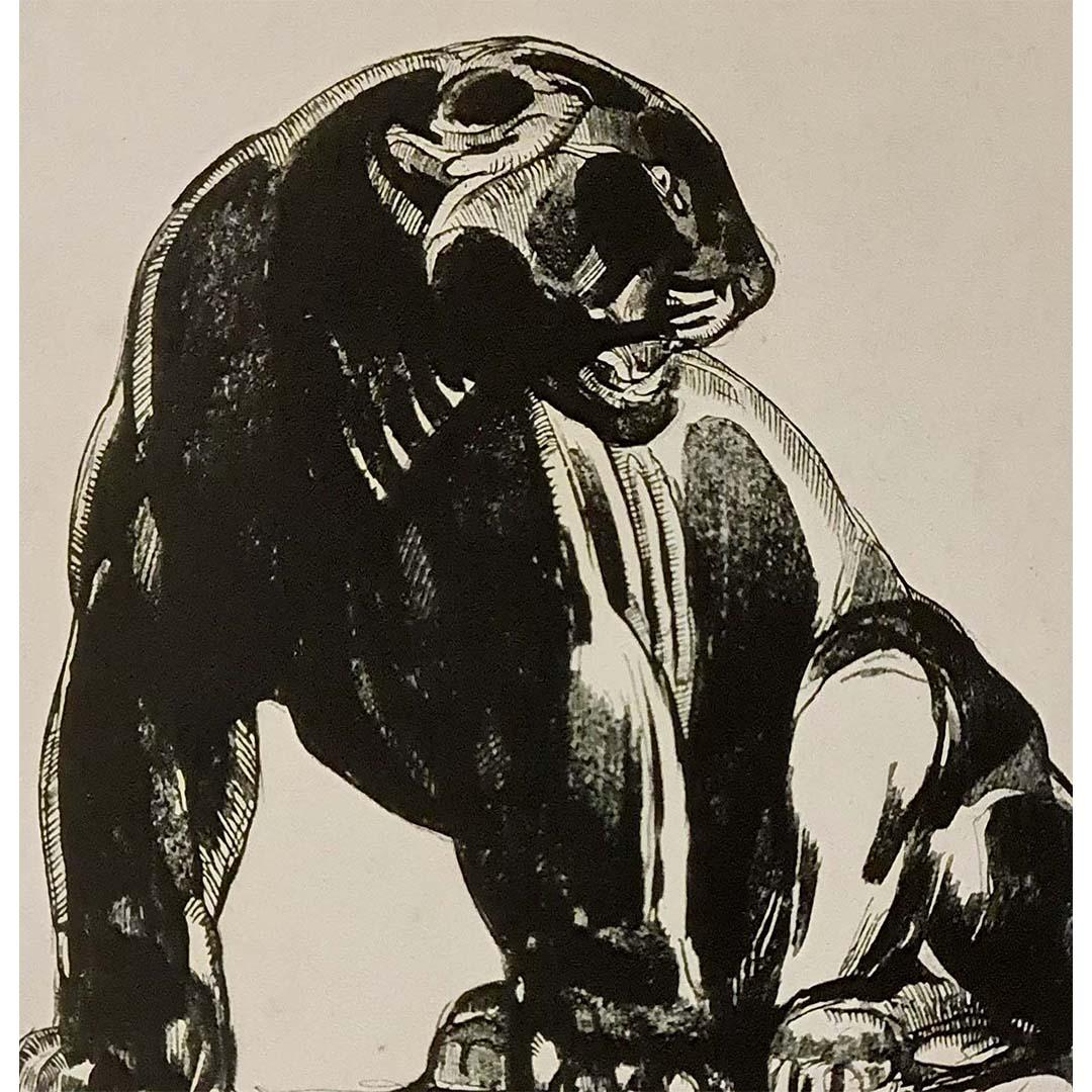 Paul Jouve's 1947 La Panthère Noire is a striking original lithograph 2