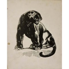 Paul Jouve's 1947 La Panthère Noire is a striking original lithograph