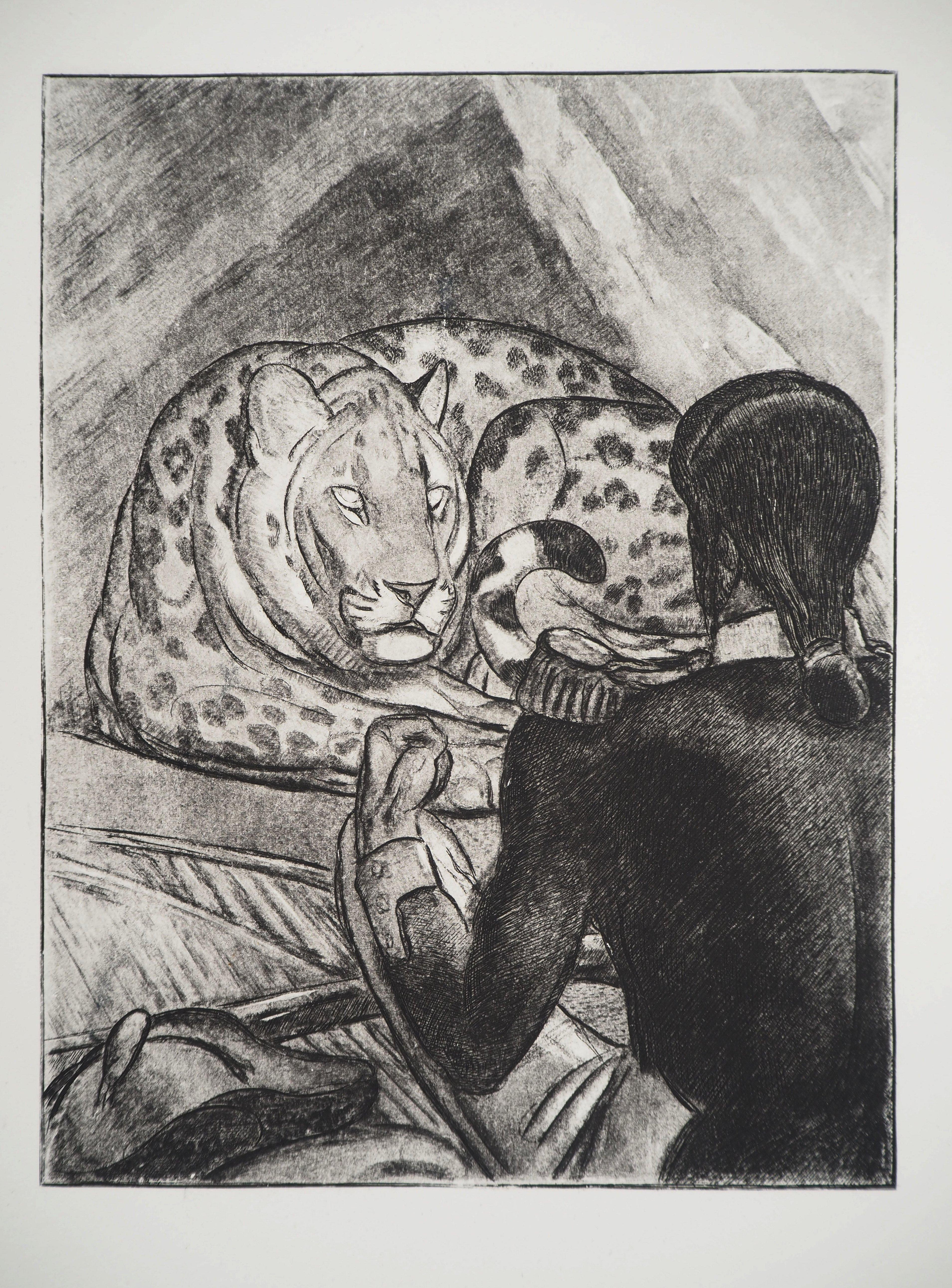 Soldat Seeing the Panther - Original etching - Print by Pierre-Paul Jouve