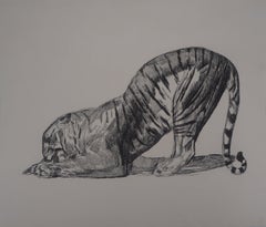 Tiger Eating - Original etching (Marcilhac #370)