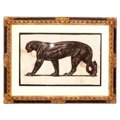 Antique Paul Jouve Signed Panther Etching French Art Deco 1920s Beautifully Framed