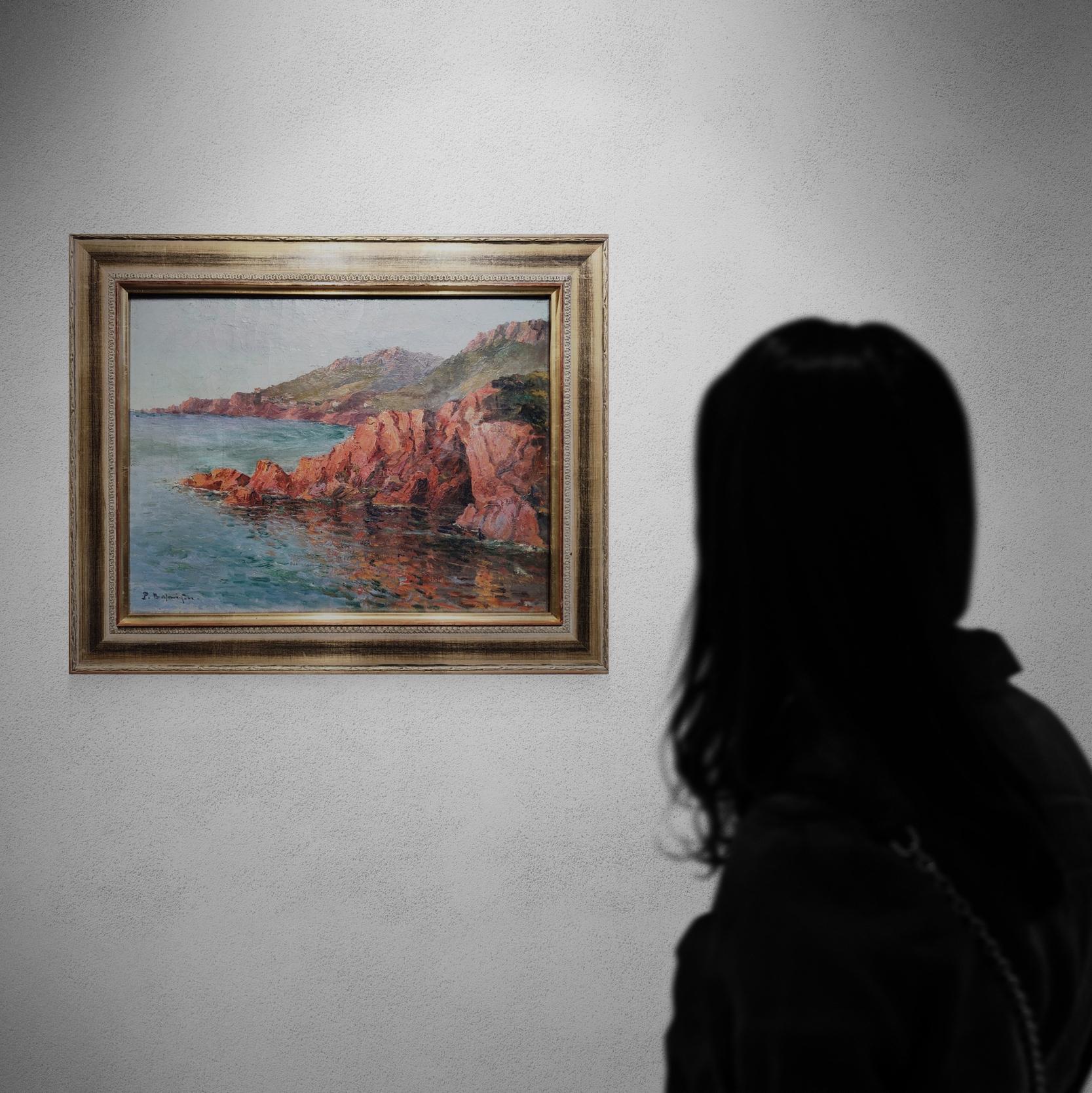 Calanche rock formations of Corsica, oil on canvas by Paul Justin Marcel Balmigè - Painting by Paul Justin Marcel Balmigère 