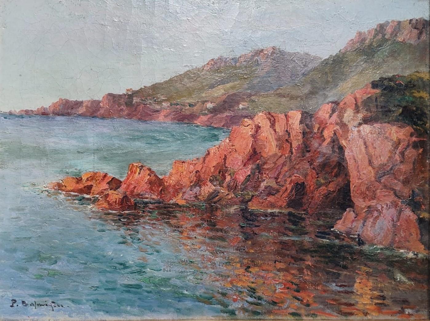 Calanche rock formations of Corsica, oil on canvas by Paul Justin Marcel Balmigè For Sale 1