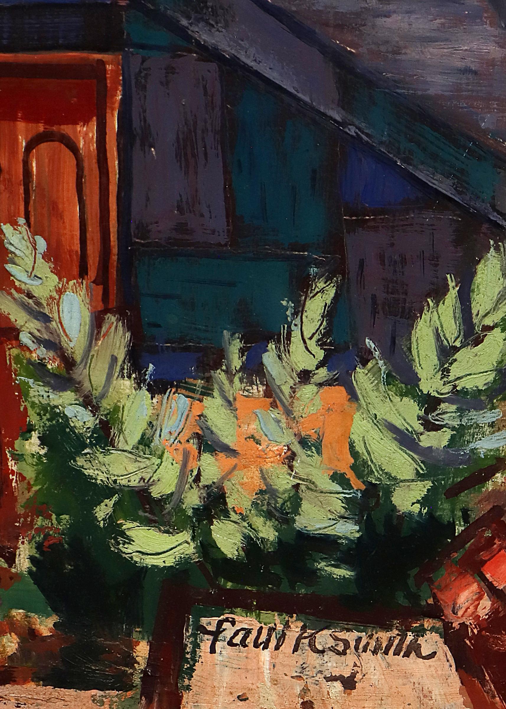 Central City, Colorado, 1950s Modernist Cityscape Oil Painting with Buildings 2