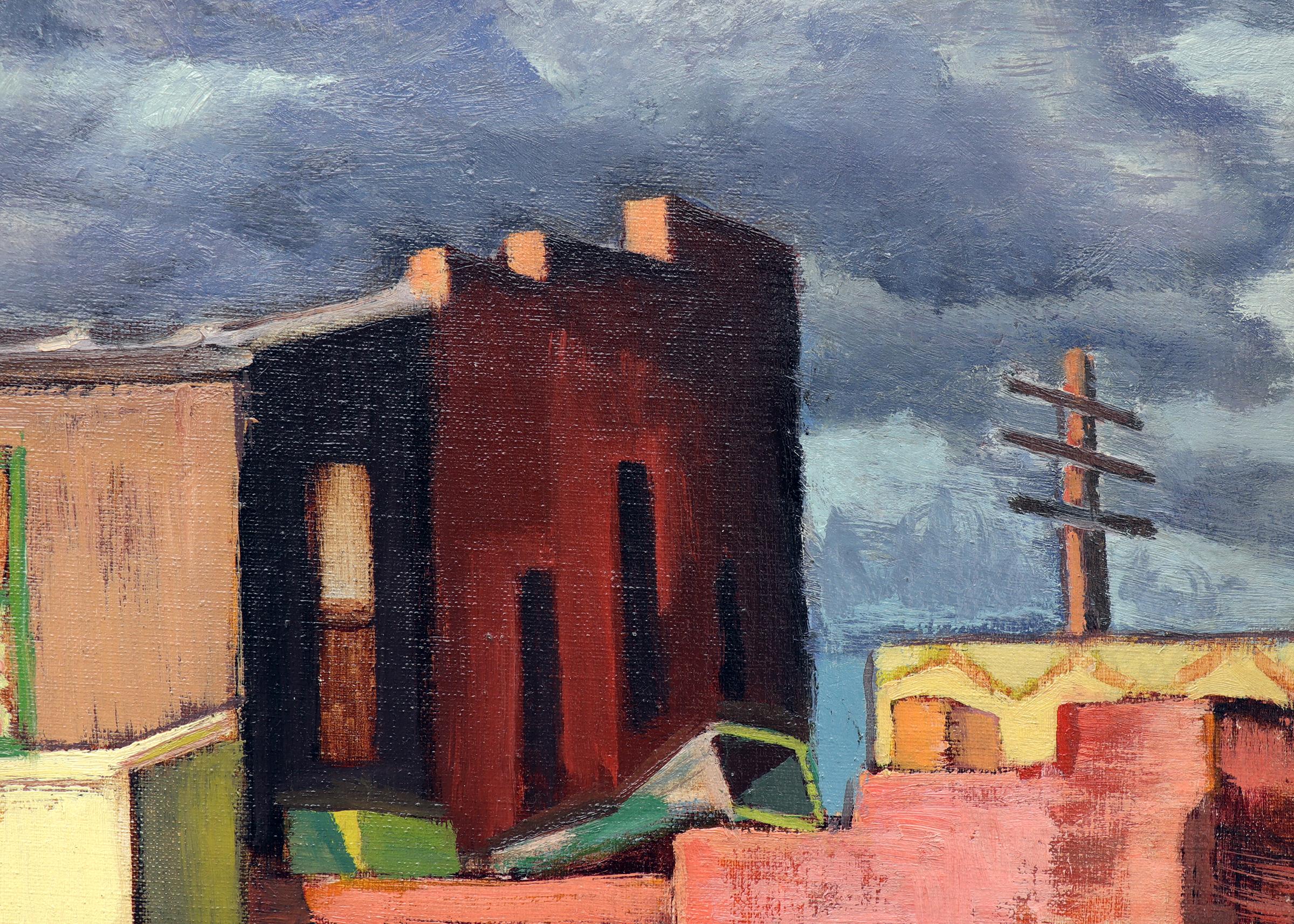 Mid-Winter Move, New Mexico, 1930s American Modernist Oil Painting, Red Blue Tan 2