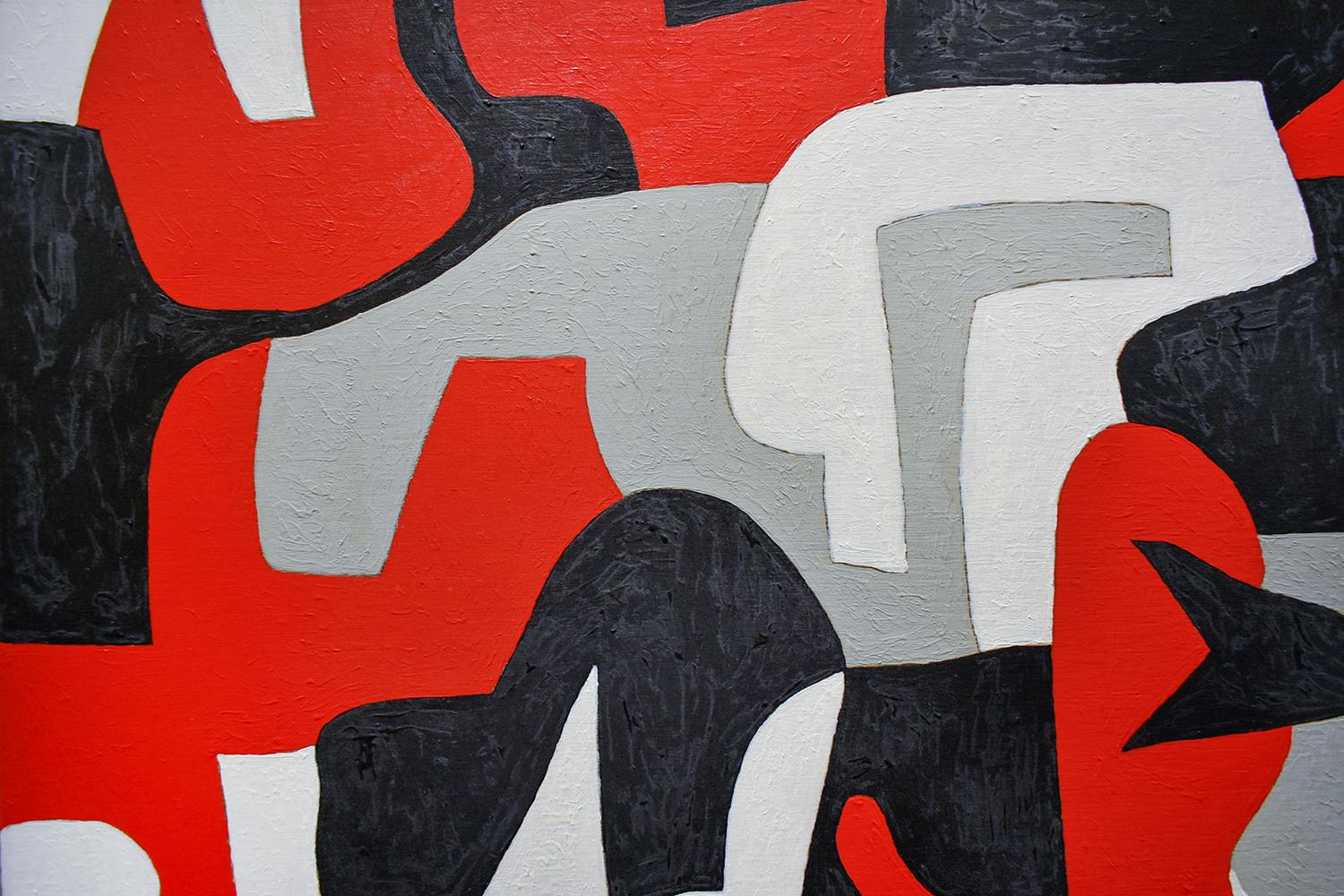 red and grey painting