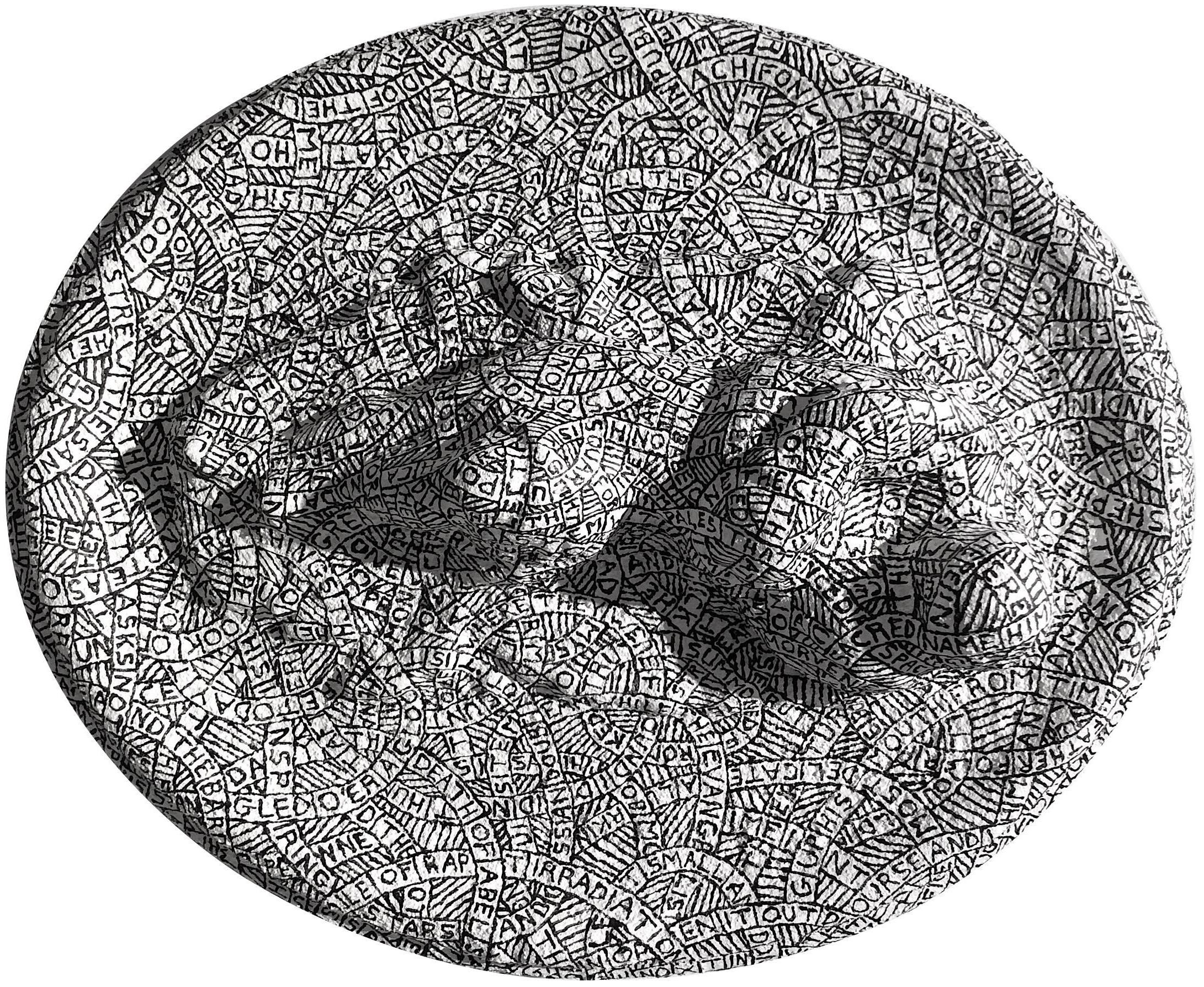Paul Katz Abstract Sculpture - Prelude No. 75 (Black and White Plaster and Found Object Relief Sculpture)