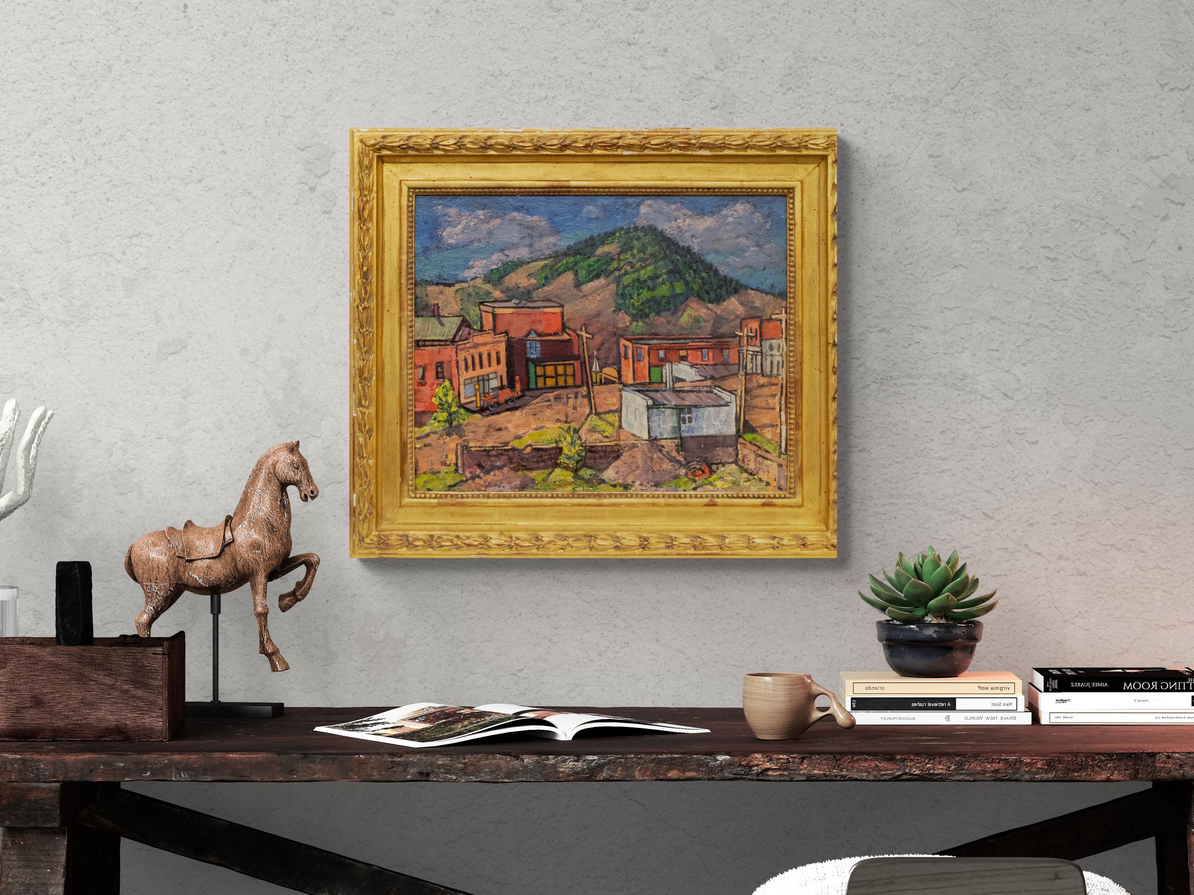 Pueblo minero de Colorado, domingo por la mañana temprano - Paisaje modernista de montaña en venta 1