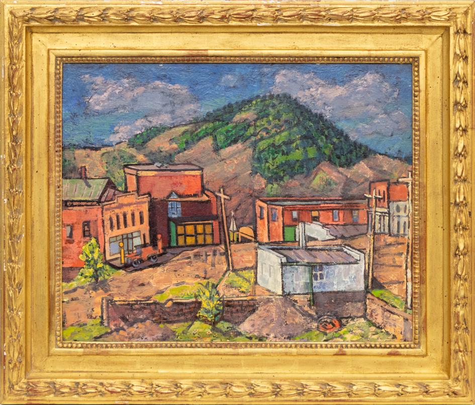 Landscape Painting de Paul Kauvar Smith - Pueblo minero de Colorado, domingo por la mañana temprano - Paisaje modernista de montaña