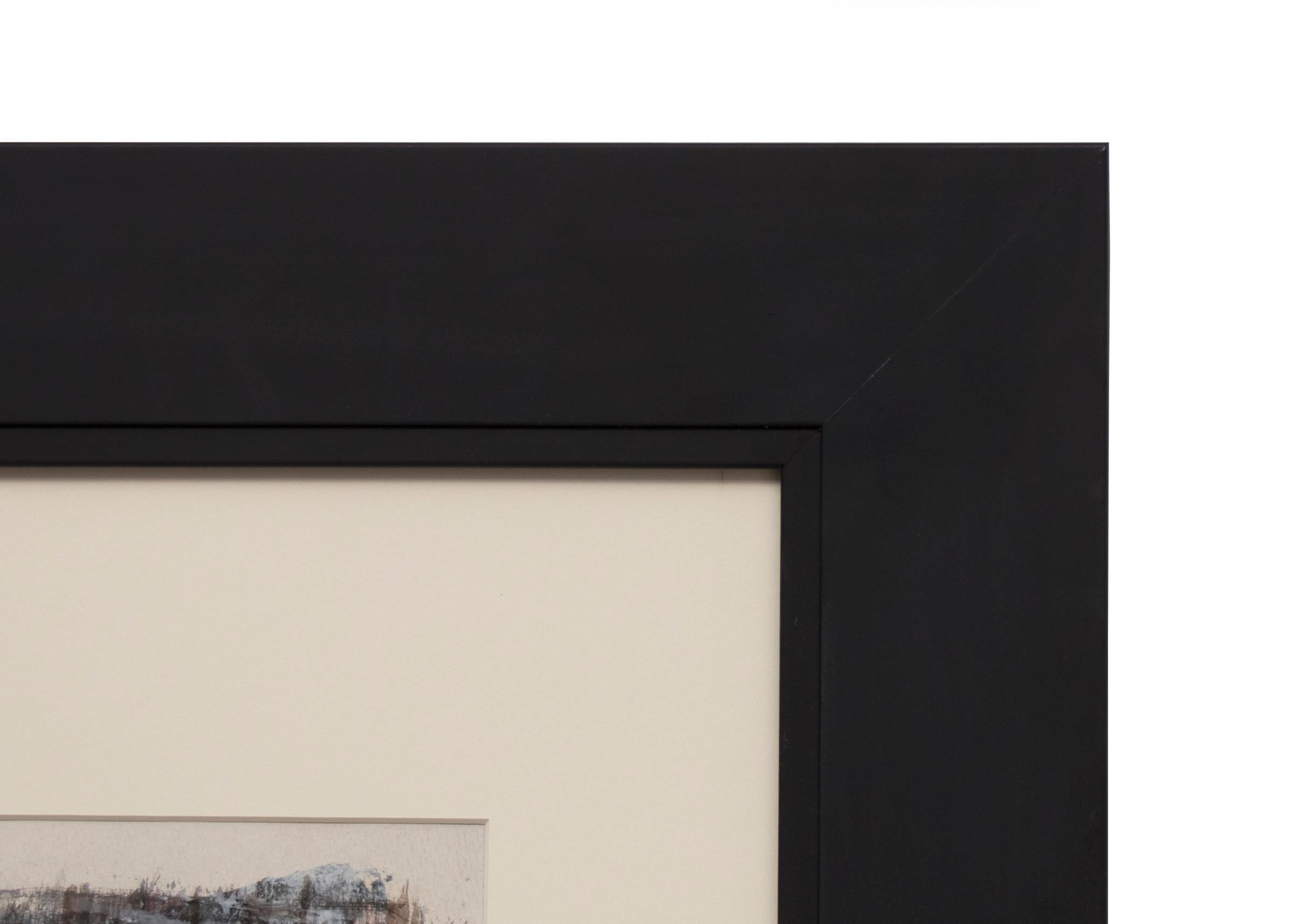 1950er Jahre Abstraktes Ölgemälde, Moderne Kunst der Jahrhundertmitte in Blau, Schwarz und Weiß im Angebot 1