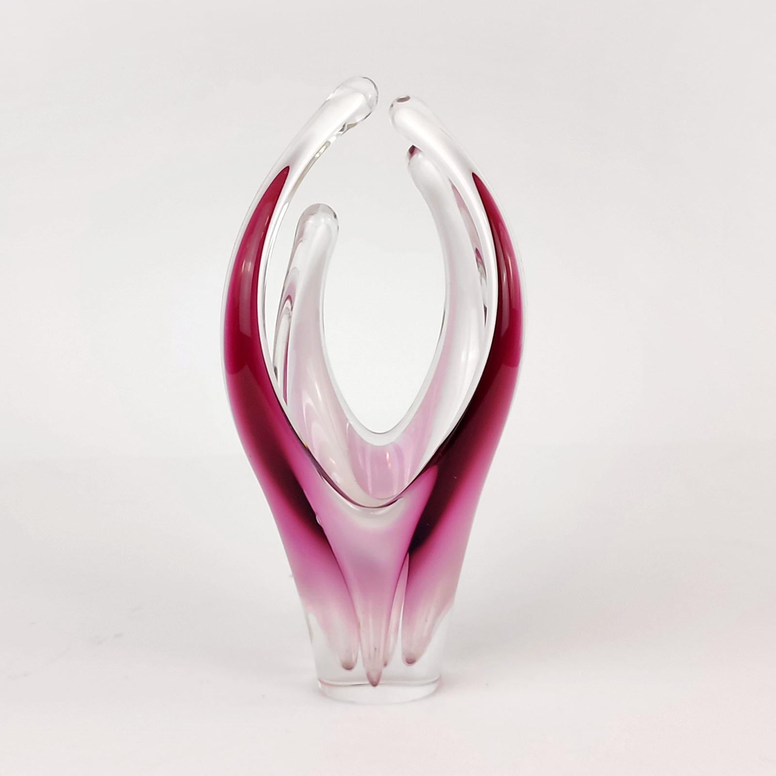 Paul Kedelv Flygsfors Coquille Crystal Art Sculpture Vase Scandinavian Glass For Sale 1