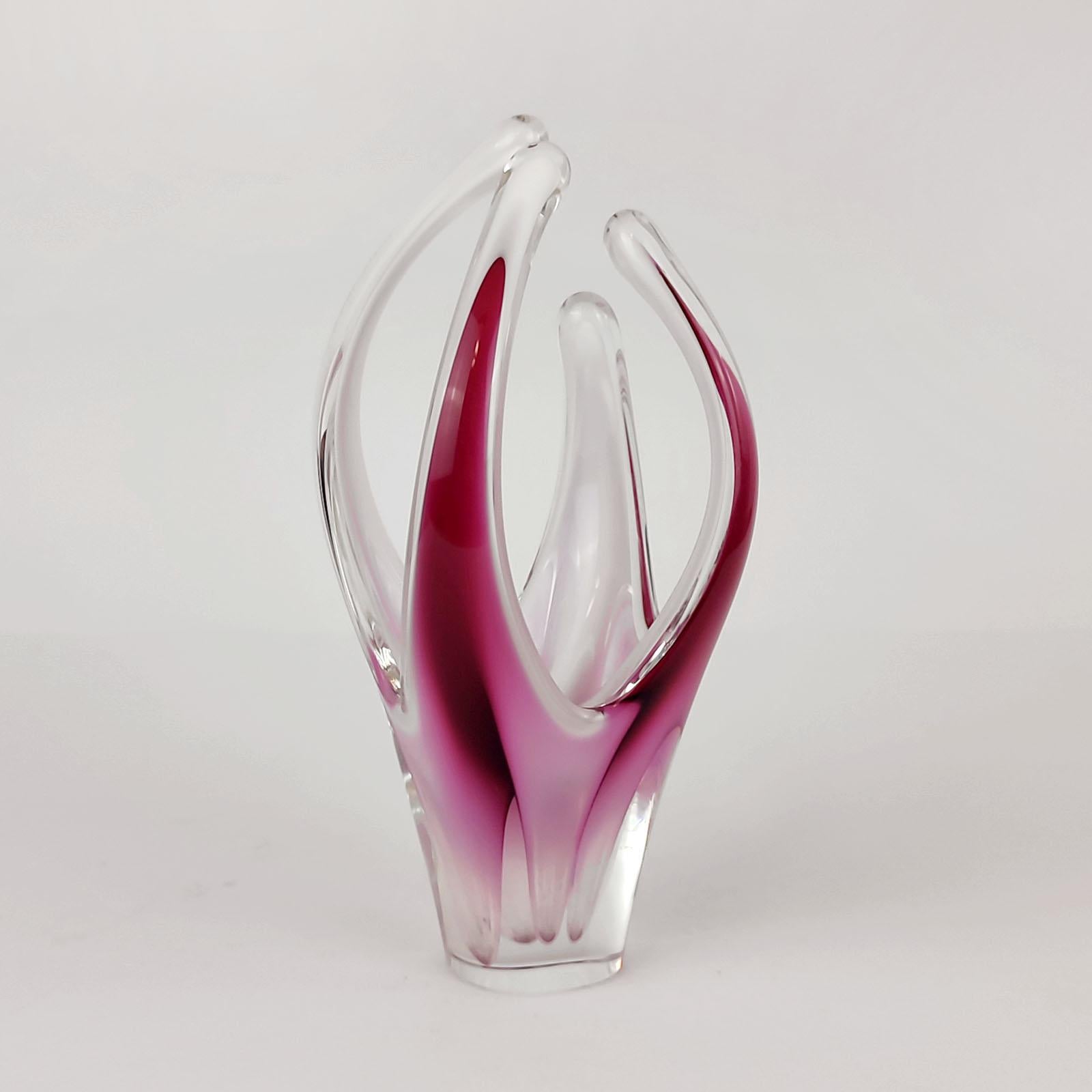 Paul Kedelv Flygsfors Coquille Kristall-Kunst-Skulptur-Vase aus skandinavischem Glas im Angebot 2