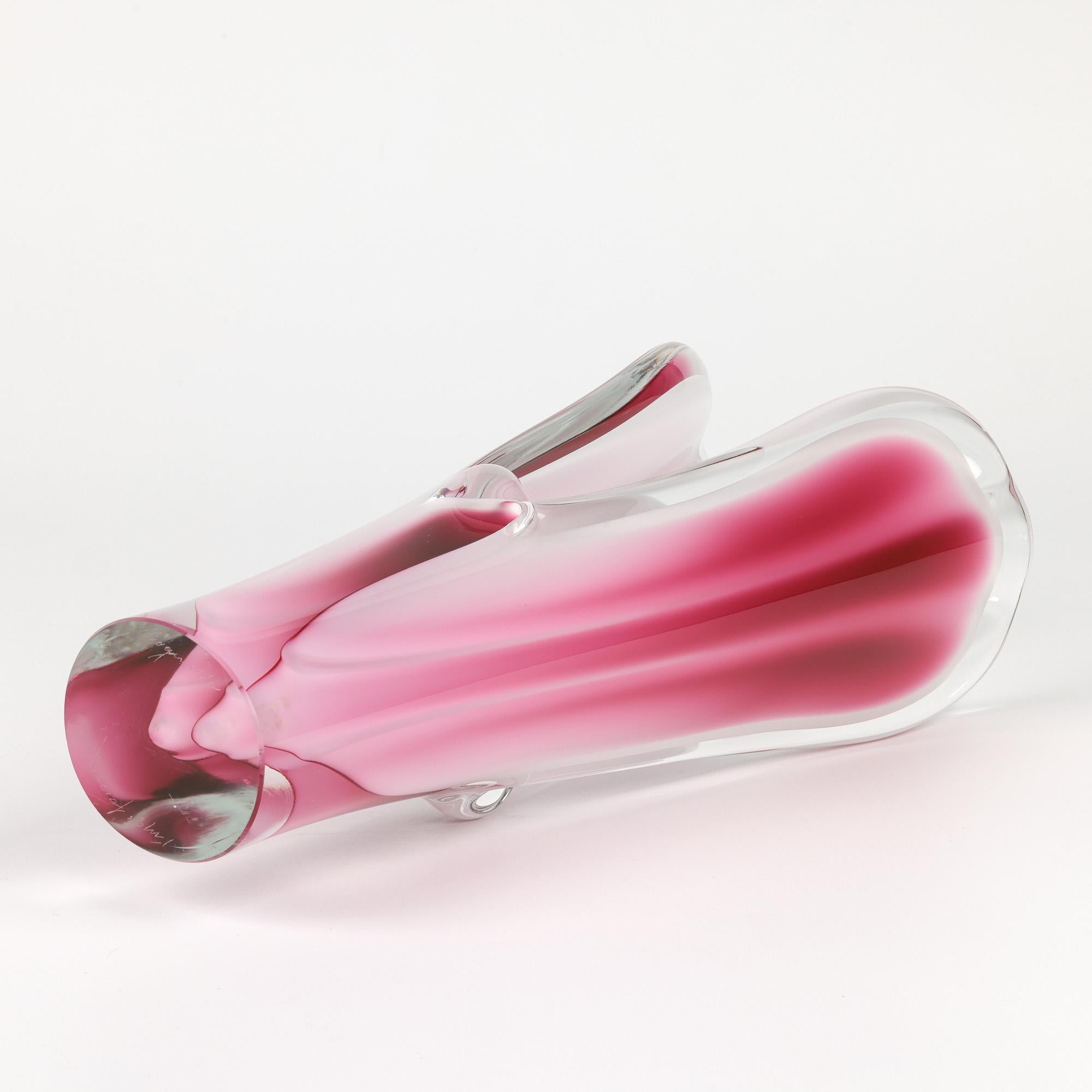 Paul Kedelv Flygsfors Glass Coquille Fantasia Jarrón de Swedish art glass en venta 4