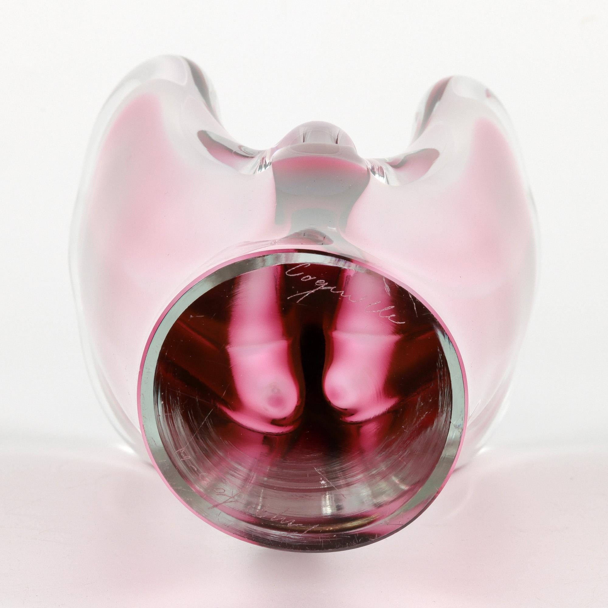 Paul Kedelv Flygsfors Glass Coquille Fantasia Jarrón de Swedish art glass en venta 5