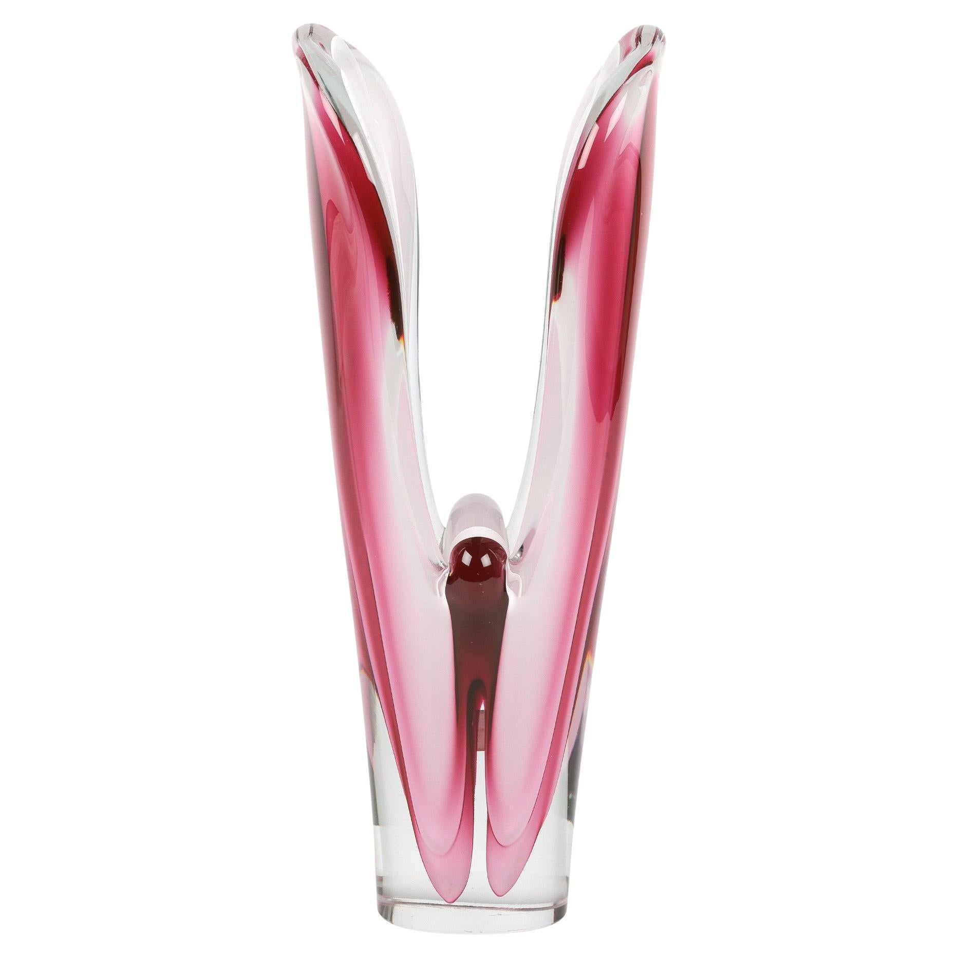 Paul Kedelv Flygsfors Glass Coquille Fantasia Jarrón de Swedish art glass en venta