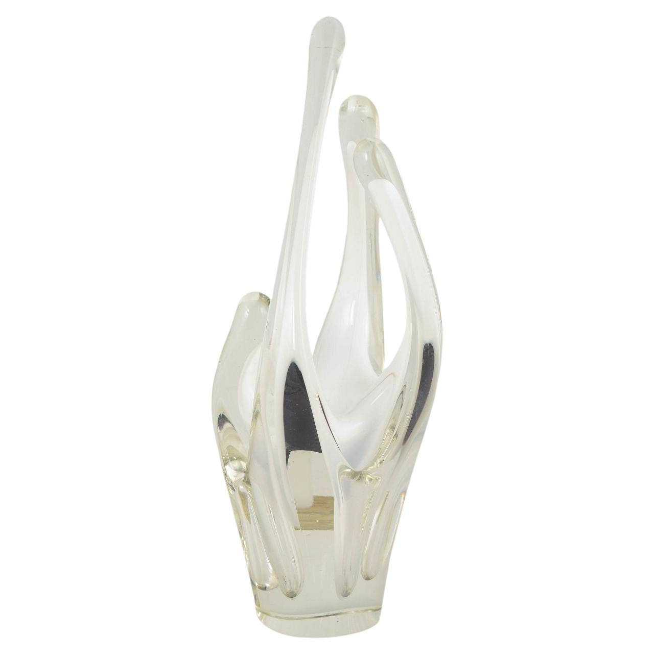 Paul Kedelv per Flygfors. "Coquille". Vaso organico e scultoreo in vetro artistico, 1955