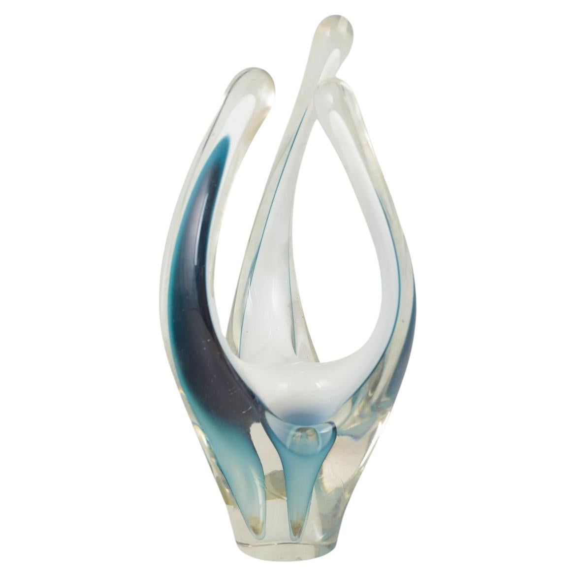 Paul Kedelv per Flygfors. Vaso organico e scultoreo in vetro artistico. "Coquille", 1955 in vendita