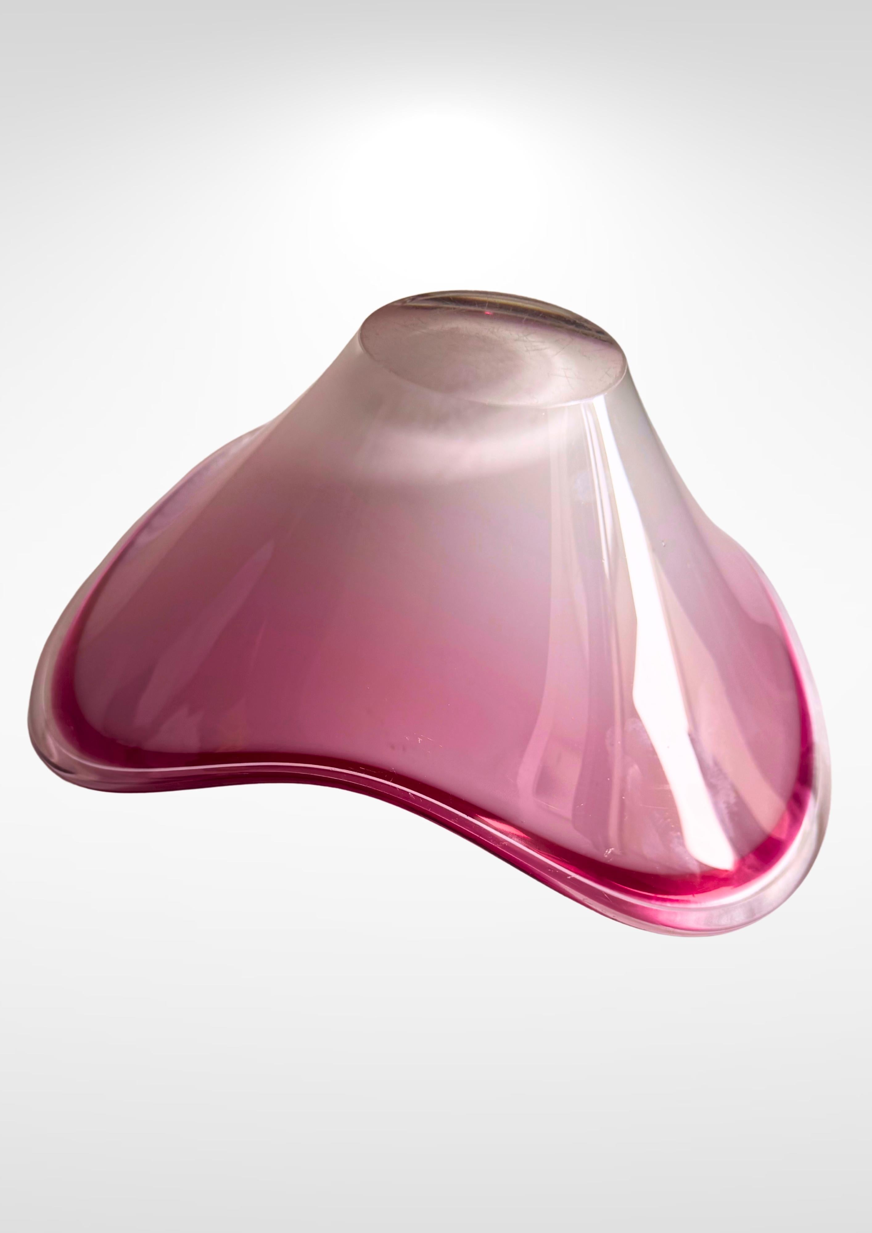 Paul Kedelv for Flygfors Sweden 'Coquille' Huge 6kg Centrepiece Pink Bowl Signé en vente 3