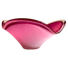 Paul Kedelv für Flygfors Schweden 'Coquille' Riesige 6kg Aufsatzschale Rosa signiert
