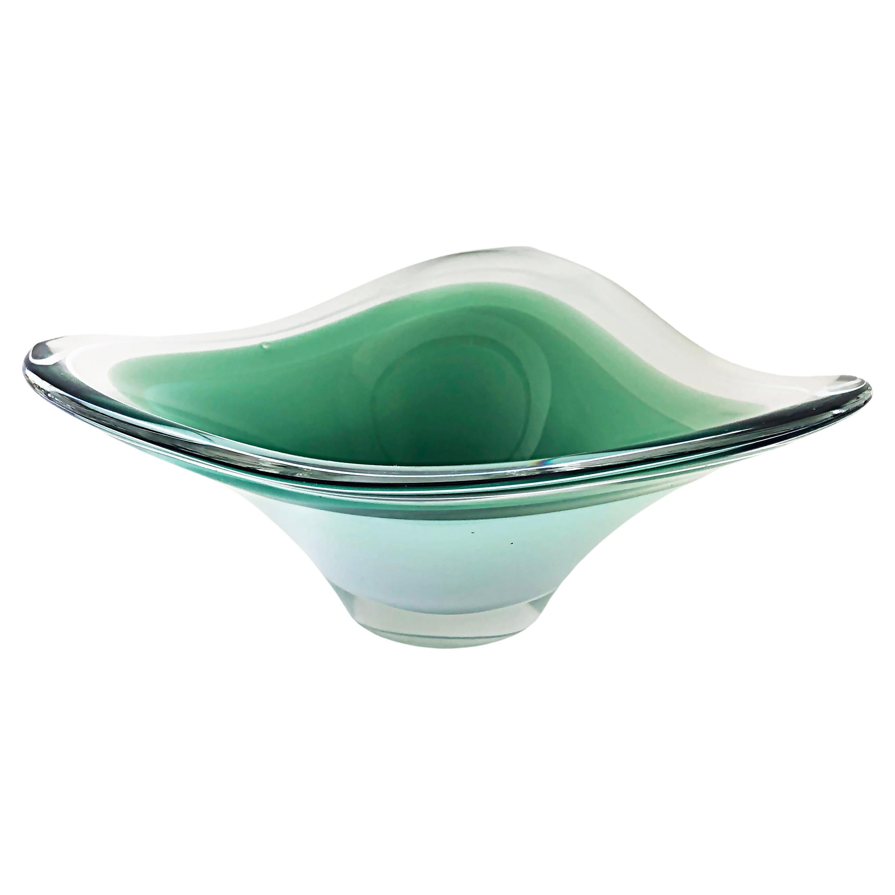 Paul Kedelv for Flygsfor Sweden "Coquille" Glass Bowl, Scandinavian Modern