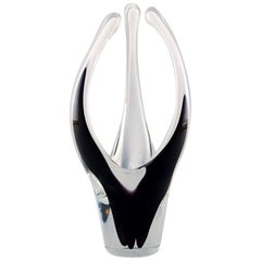 Paul Kedelv for Flygsfors, Black "Coquille Fantasia" Vase, Swedish Design, 1950s Paul Kedelv for Flygsfors, Black "Coquille Fantasia" Vase, Swedish Design, 1950s