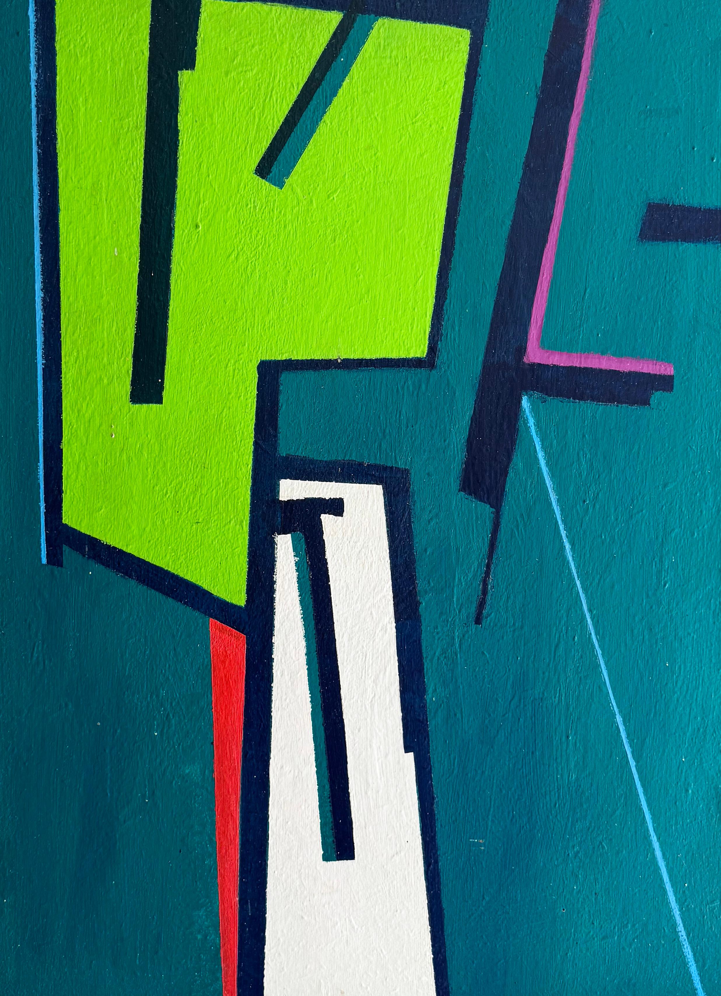 Quadro astratto geometrico americano d'epoca firmato da Paul Kelpe (1902 - 1985).  Olio su tavola.  Colore vibrante e composizione sicura.   Incorniciato.  

Bio dell'artista:

Paul Kelpe è un artista tedesco la cui pittura è caratterizzata